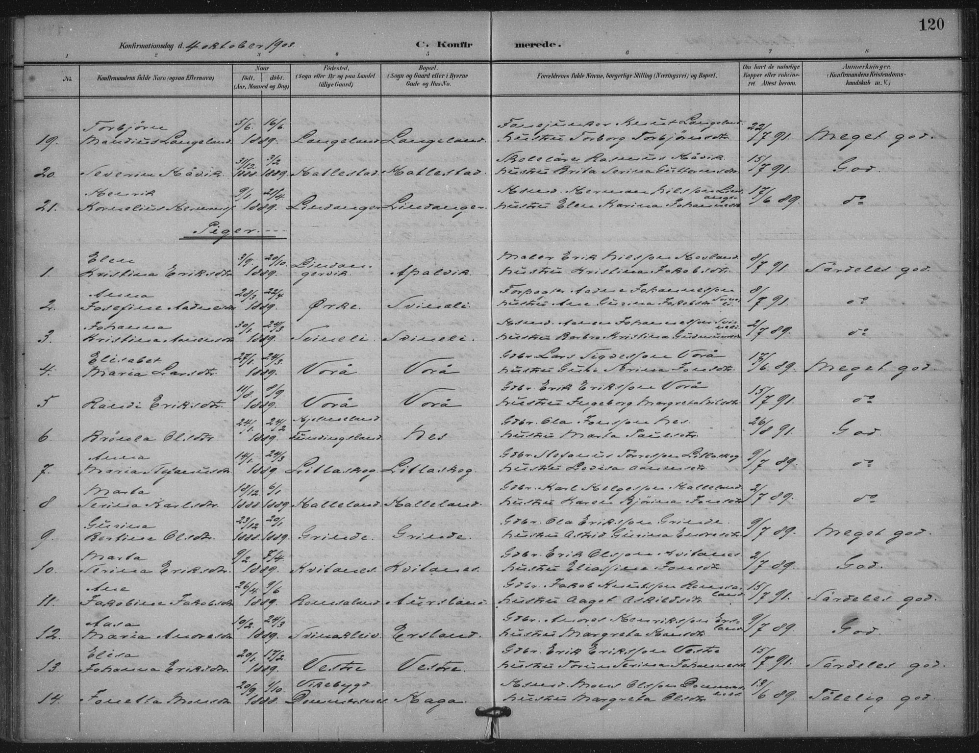 Skjold sokneprestkontor, AV/SAST-A-101847/H/Ha/Haa/L0011: Parish register (official) no. A 11, 1897-1914, p. 120