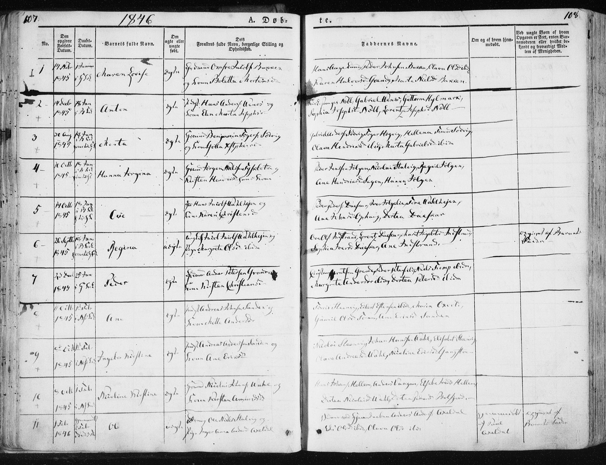 Ministerialprotokoller, klokkerbøker og fødselsregistre - Sør-Trøndelag, SAT/A-1456/659/L0736: Parish register (official) no. 659A06, 1842-1856, p. 107-108