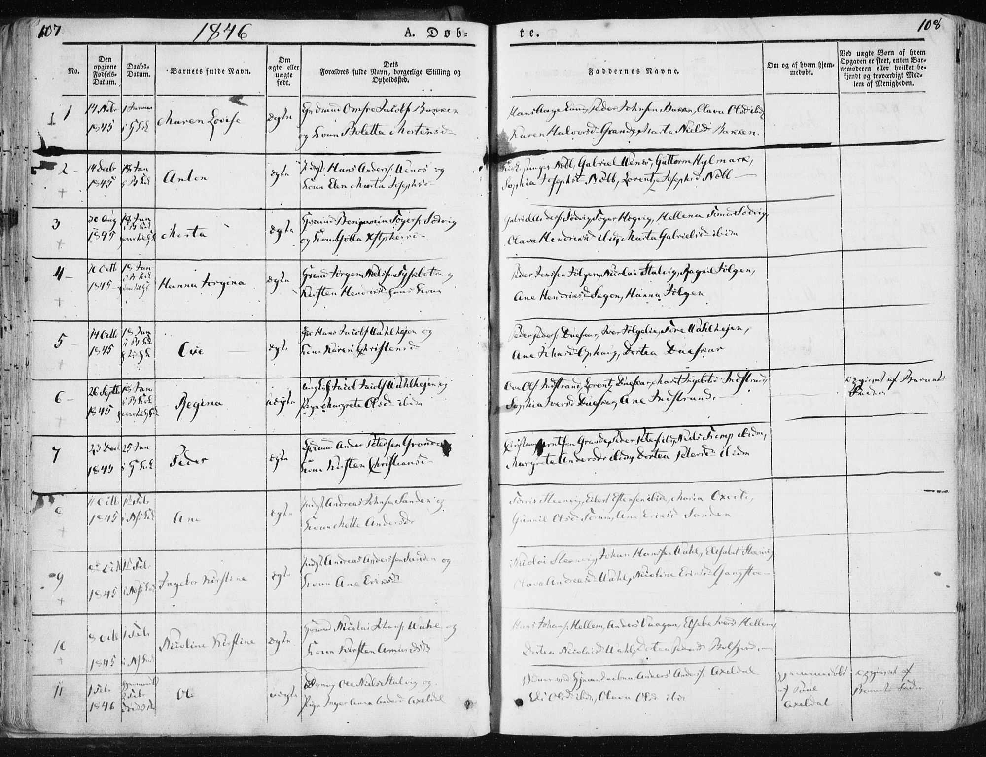 Ministerialprotokoller, klokkerbøker og fødselsregistre - Sør-Trøndelag, AV/SAT-A-1456/659/L0736: Parish register (official) no. 659A06, 1842-1856, p. 107-108