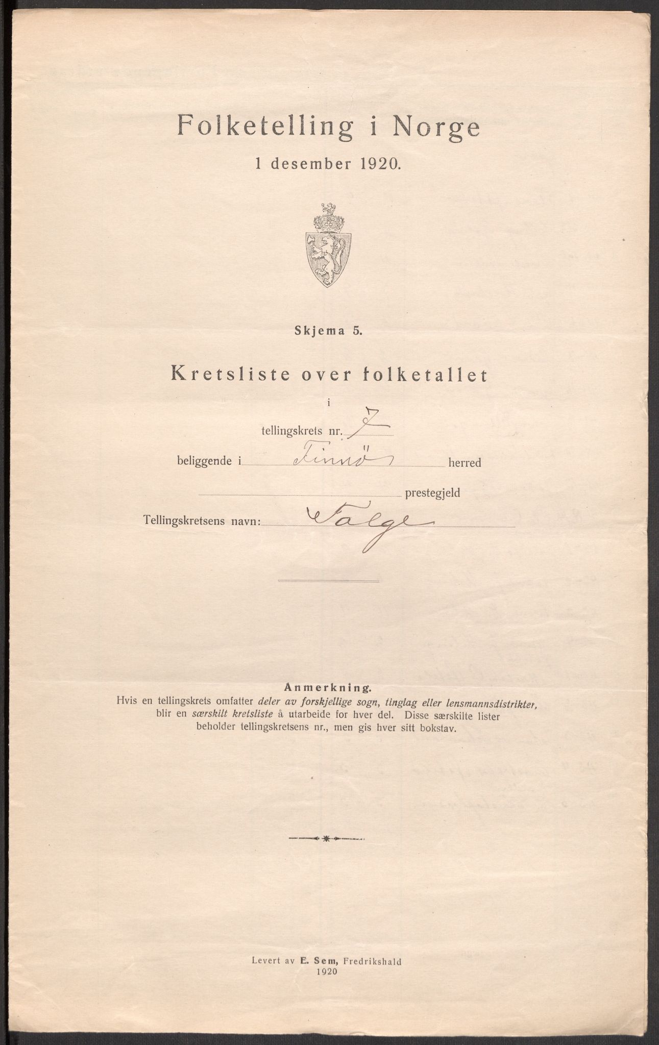 SAST, 1920 census for Finnøy, 1920, p. 27