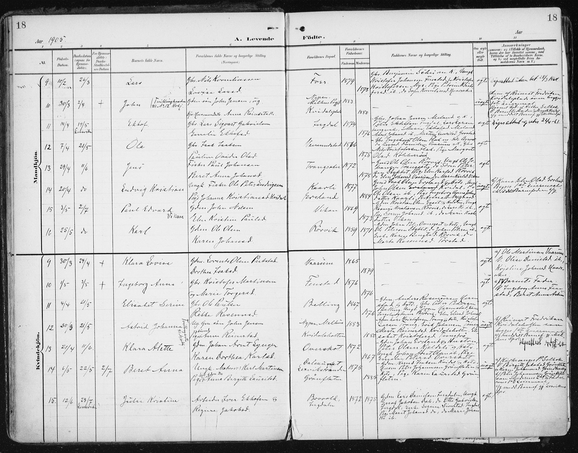 Ministerialprotokoller, klokkerbøker og fødselsregistre - Sør-Trøndelag, SAT/A-1456/646/L0616: Parish register (official) no. 646A14, 1900-1918, p. 18