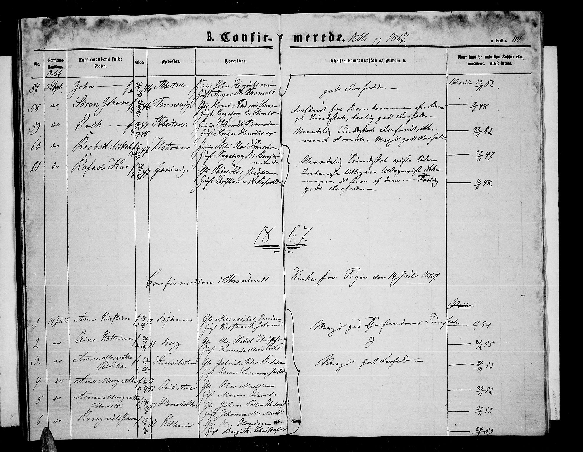 Trondenes sokneprestkontor, AV/SATØ-S-1319/H/Hb/L0008klokker: Parish register (copy) no. 8, 1863-1869, p. 114