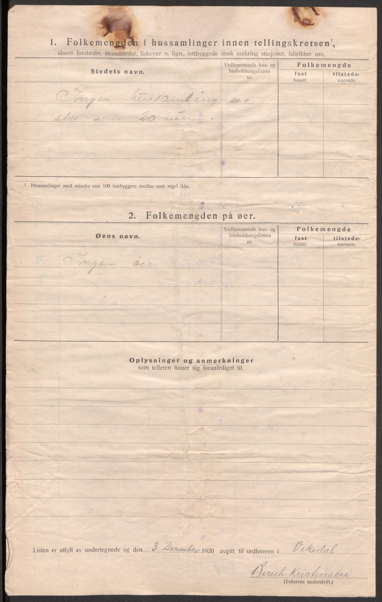 SAST, 1920 census for Vikedal, 1920, p. 14