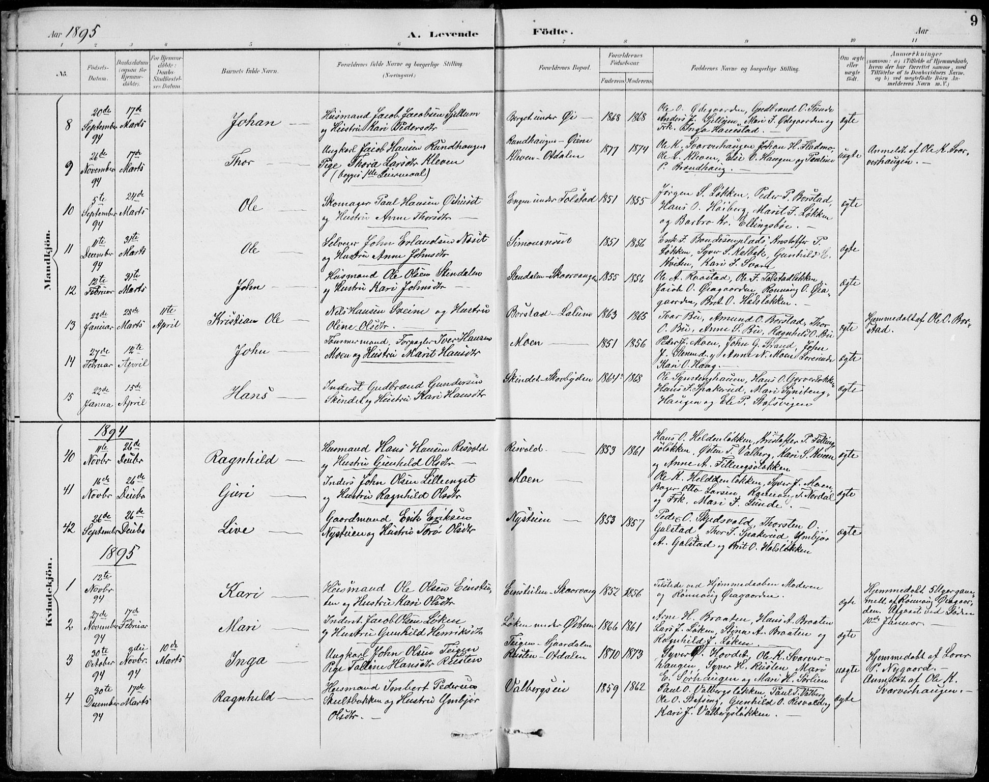 Vågå prestekontor, AV/SAH-PREST-076/H/Ha/Hab/L0002: Parish register (copy) no. 2, 1894-1939, p. 9