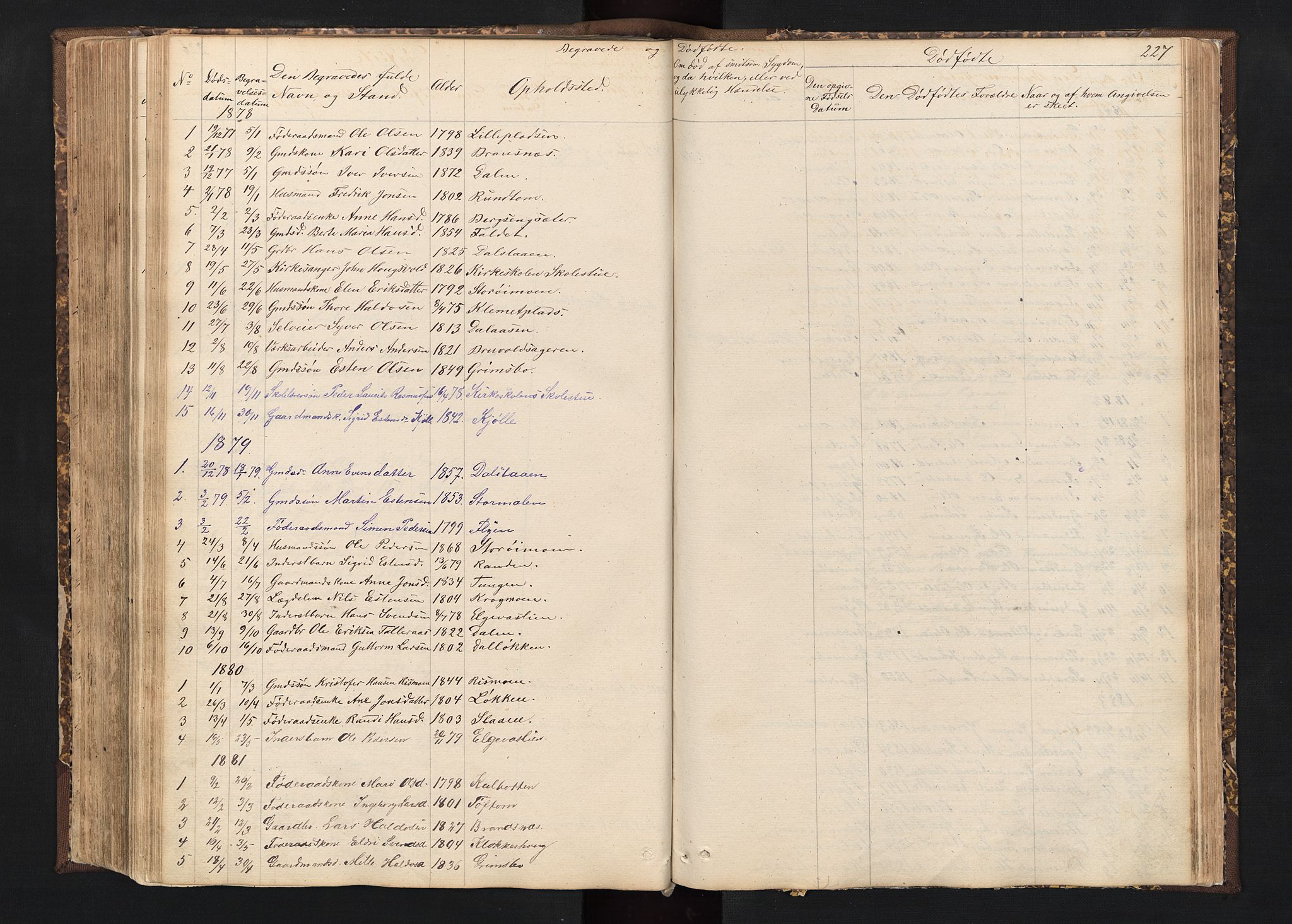 Alvdal prestekontor, SAH/PREST-060/H/Ha/Hab/L0001: Parish register (copy) no. 1, 1857-1893, p. 227