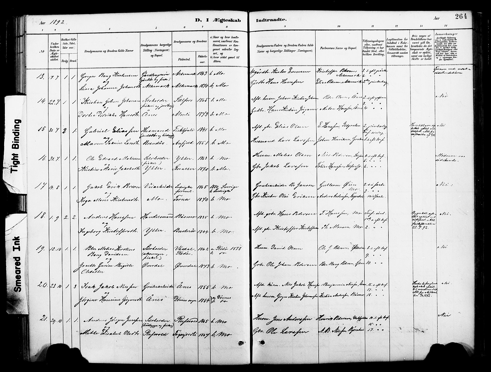 Ministerialprotokoller, klokkerbøker og fødselsregistre - Nordland, AV/SAT-A-1459/827/L0421: Parish register (copy) no. 827C10, 1887-1906, p. 264