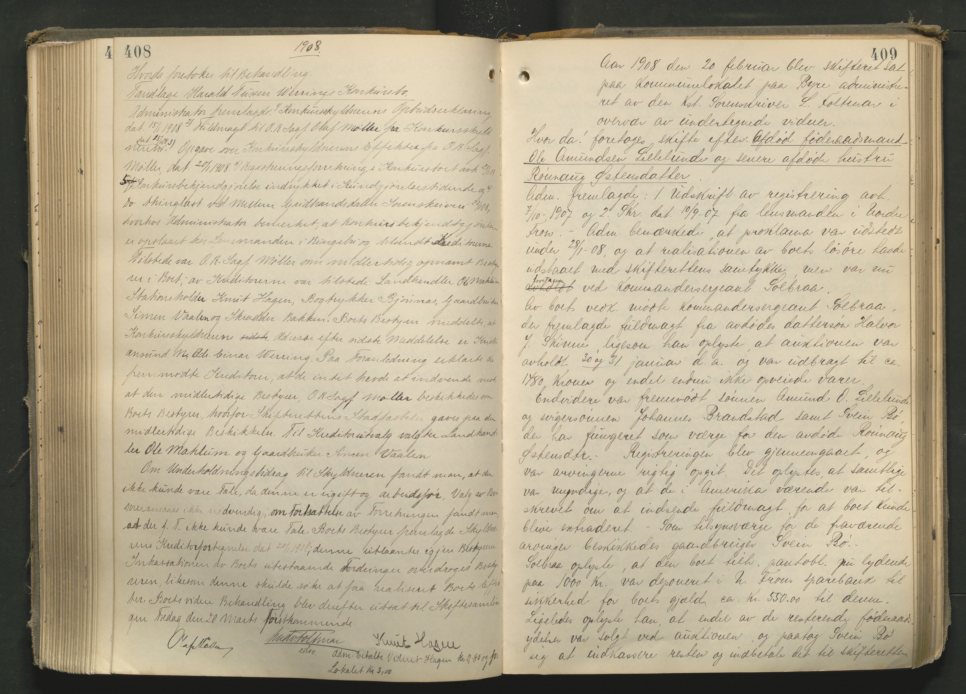 Sør-Gudbrandsdal tingrett, AV/SAH-TING-004/J/Ja/Jad/L0002: Skifteforhandlingsprotokoll - Fron, Ringebu og Øyer, 1895-1916, p. 408-409