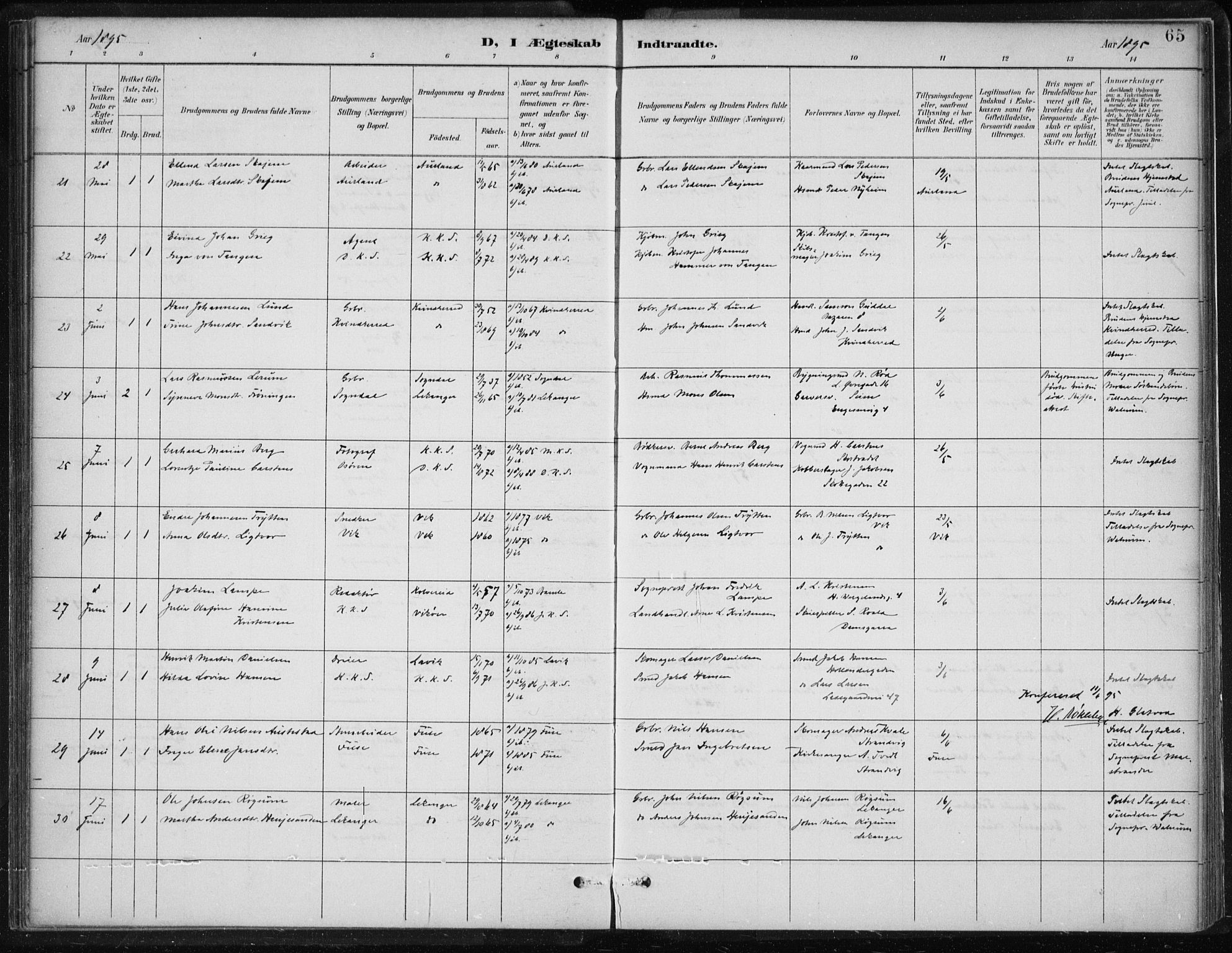 Korskirken sokneprestembete, AV/SAB-A-76101/H/Hab: Parish register (copy) no. D 3, 1887-1906, p. 65