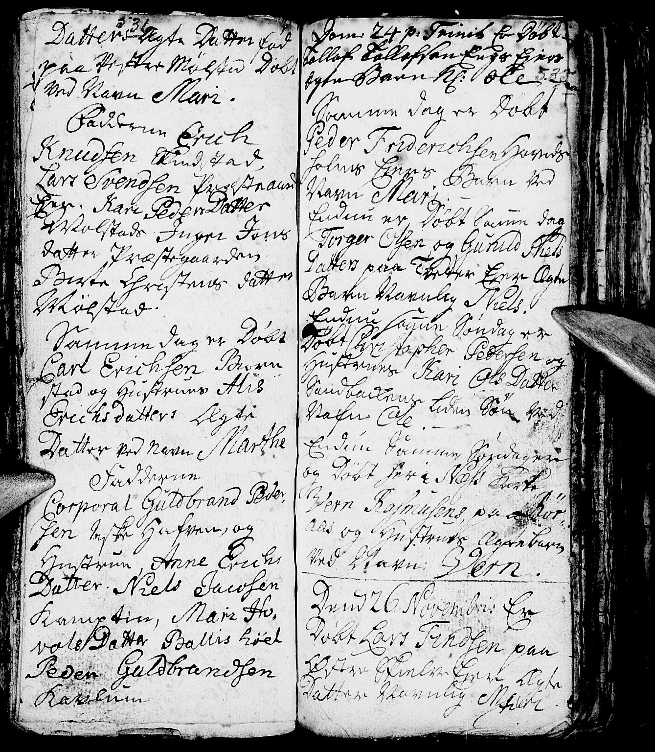 Nes prestekontor, Hedmark, AV/SAH-PREST-020/L/La/L0001: Parish register (copy) no. 1, 1663-1784, p. 536-537