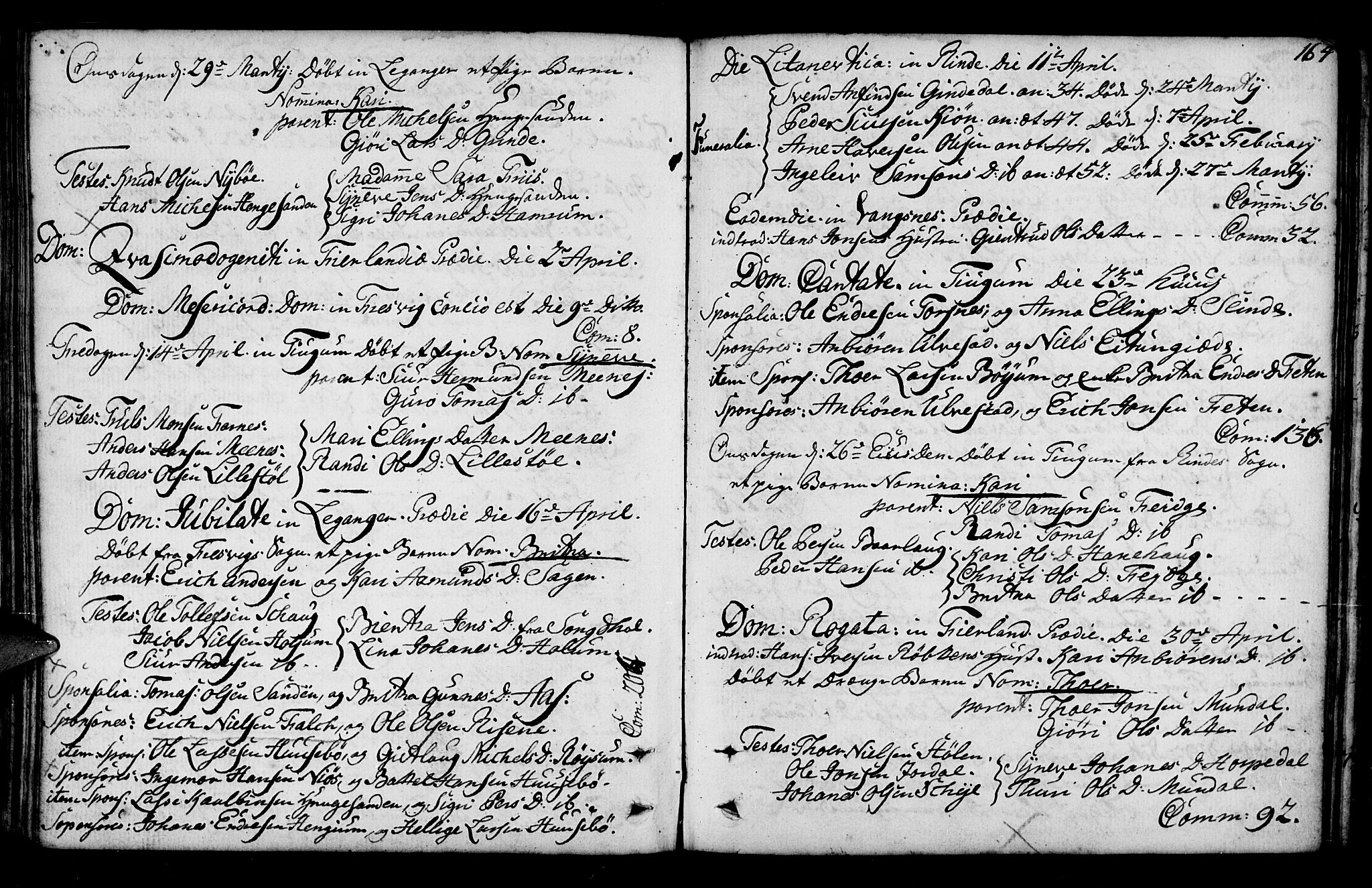 Leikanger sokneprestembete, SAB/A-81001: Parish register (official) no. A 3, 1756-1770, p. 164