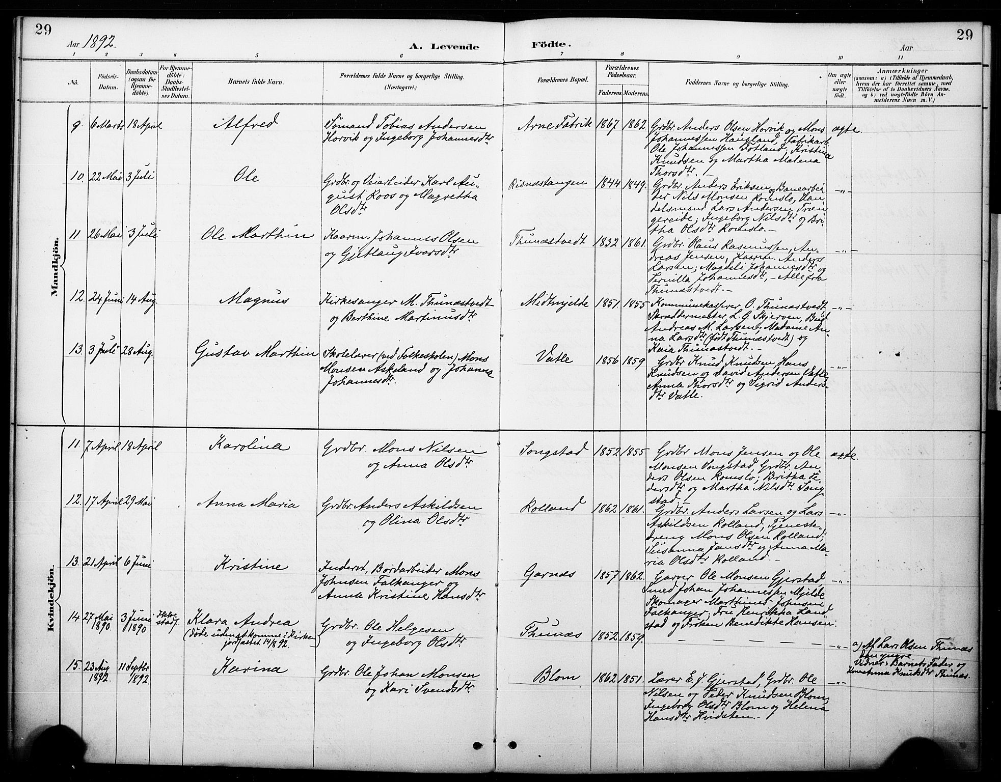 Haus sokneprestembete, AV/SAB-A-75601/H/Haa: Parish register (official) no. B 1, 1887-1898, p. 29
