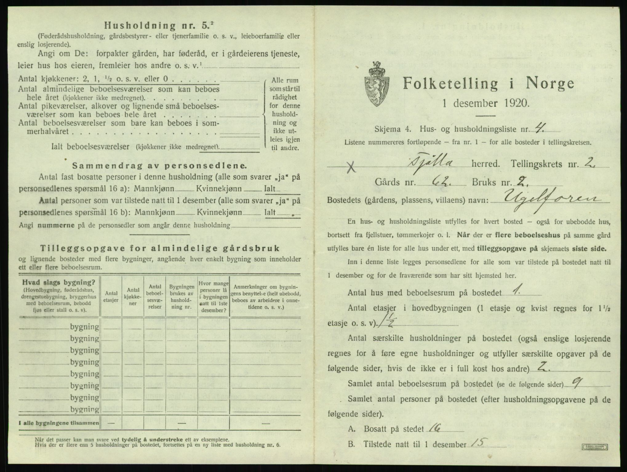 SAT, 1920 census for Tjøtta, 1920, p. 115