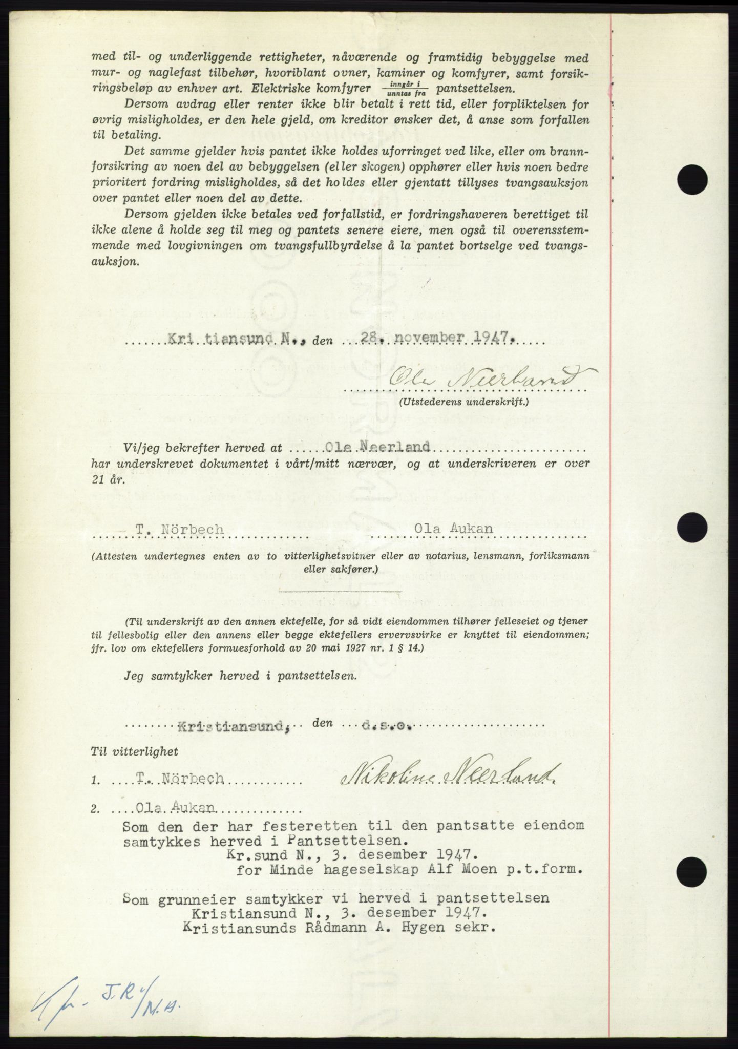 Nordmøre sorenskriveri, AV/SAT-A-4132/1/2/2Ca: Mortgage book no. B97, 1947-1948, Diary no: : 3017/1947