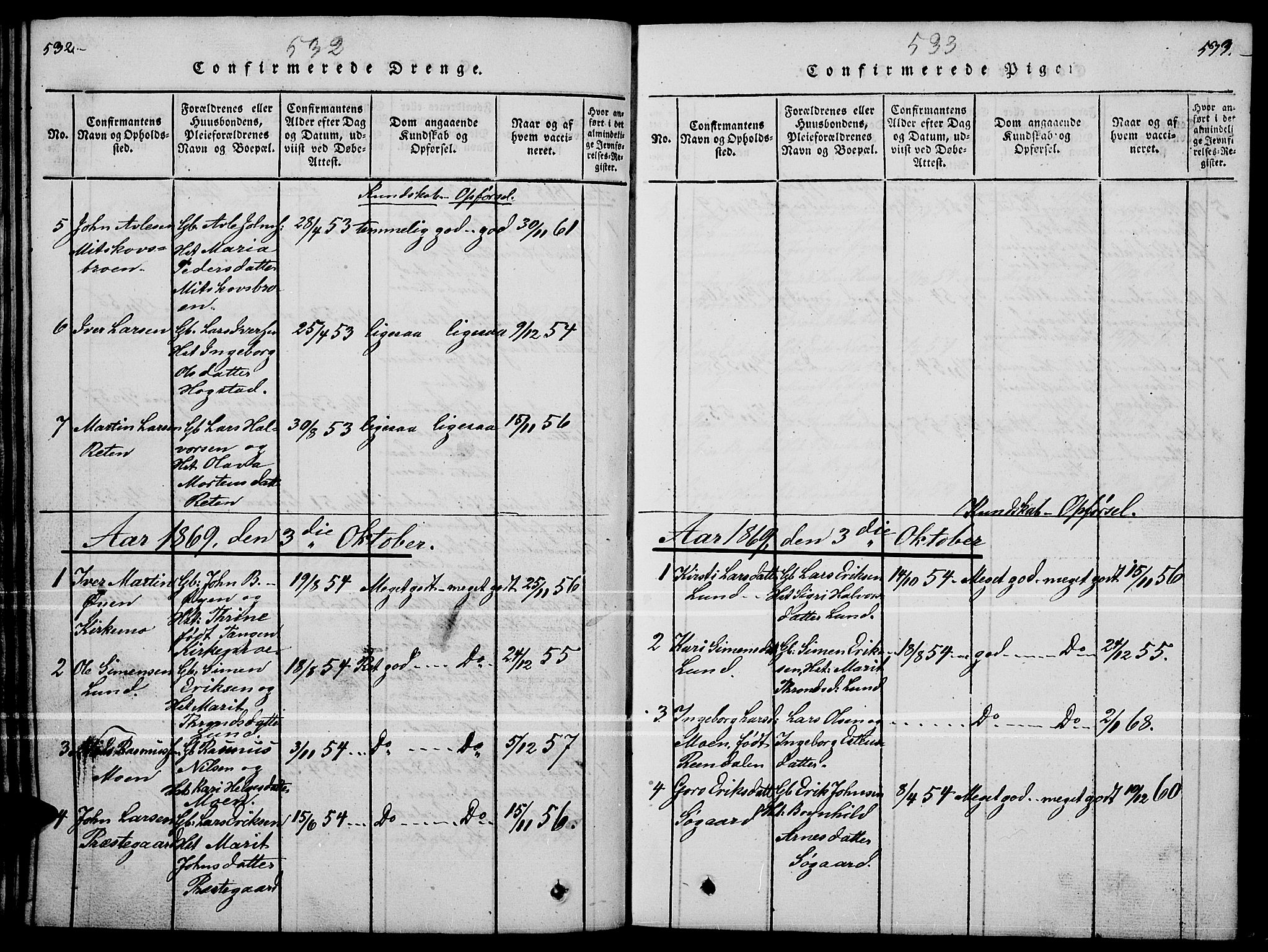 Tynset prestekontor, SAH/PREST-058/H/Ha/Hab/L0004: Parish register (copy) no. 4, 1814-1879, p. 532-533