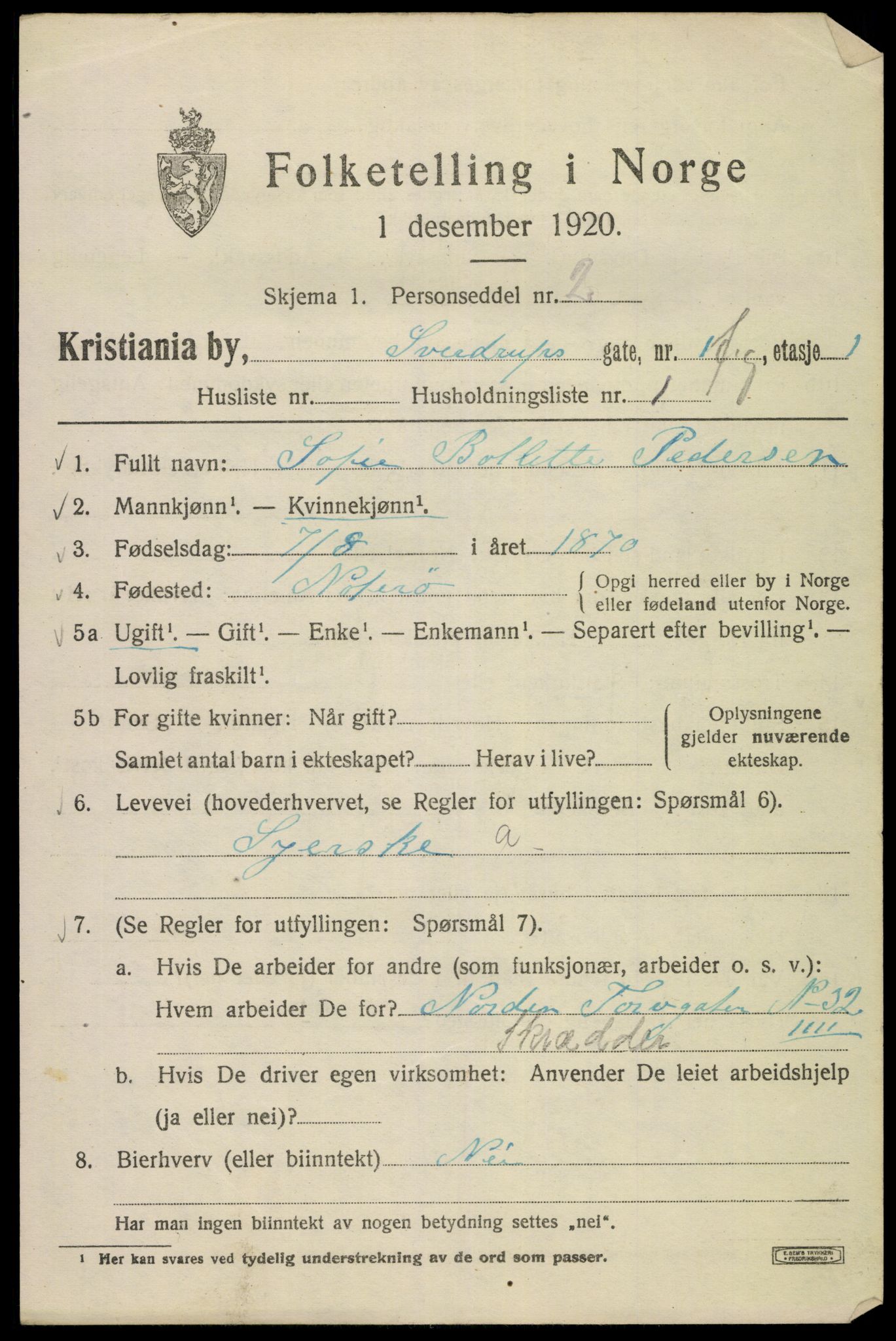 SAO, 1920 census for Kristiania, 1920, p. 555175