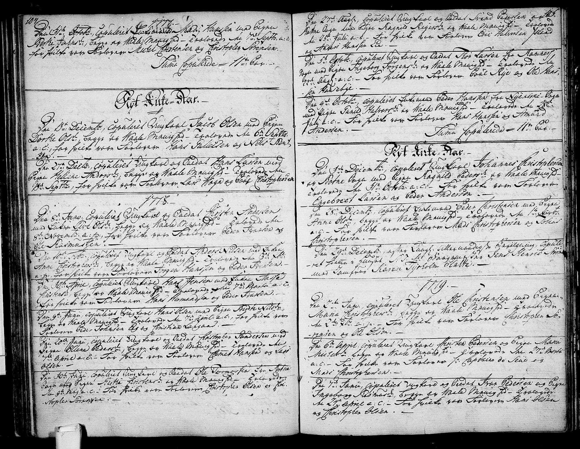 Våle kirkebøker, SAKO/A-334/F/Fa/L0005: Parish register (official) no. I 5, 1773-1808, p. 104-105
