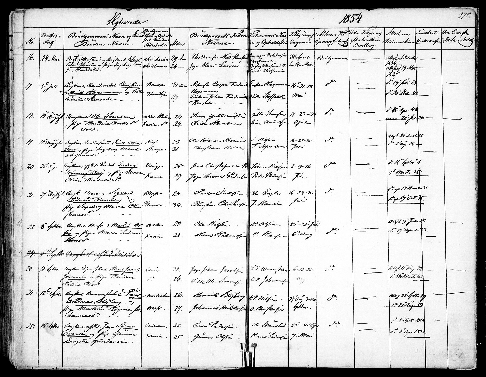 Garnisonsmenigheten Kirkebøker, AV/SAO-A-10846/F/Fa/L0008: Parish register (official) no. 8, 1842-1859, p. 375