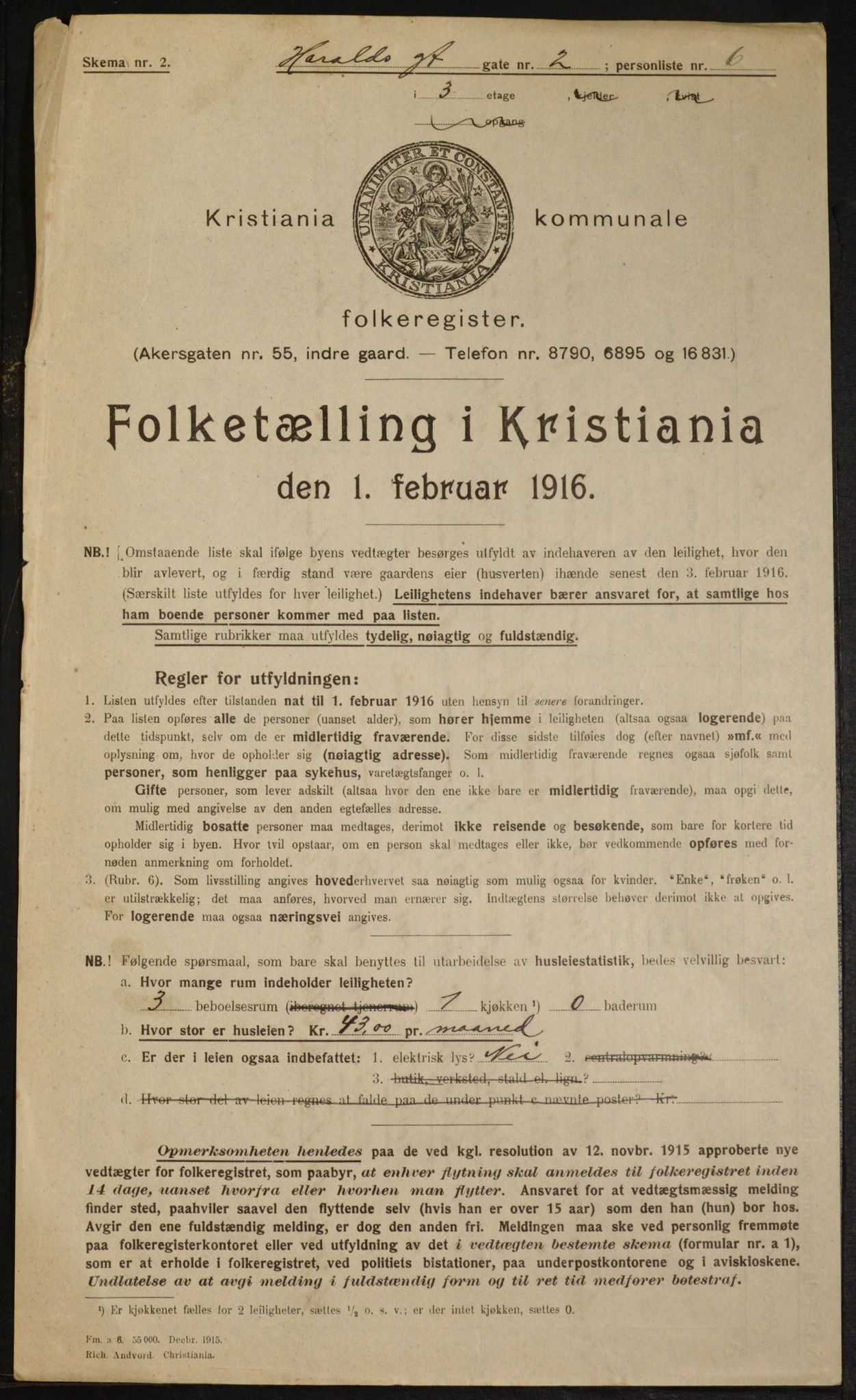 OBA, Municipal Census 1916 for Kristiania, 1916, p. 35632