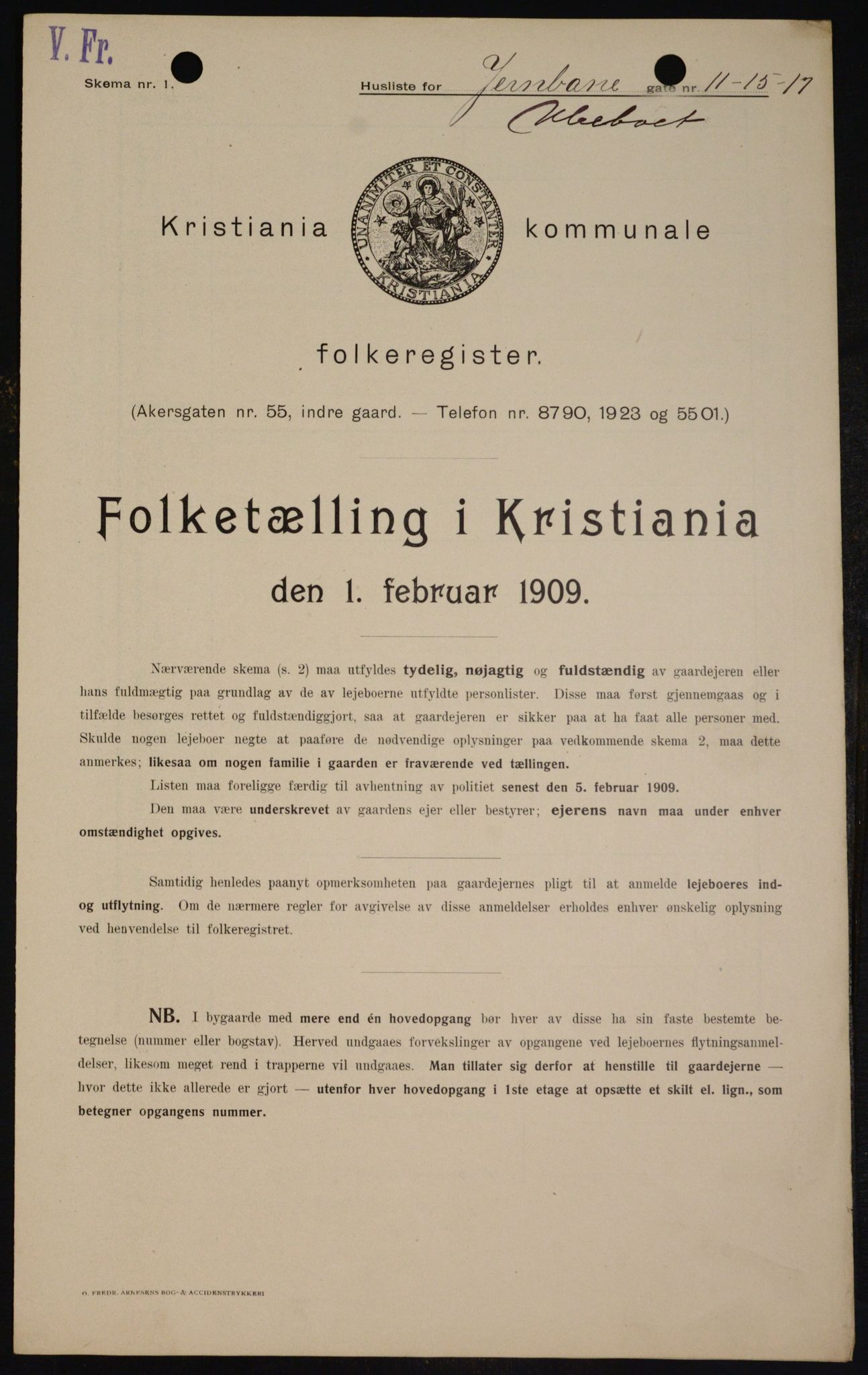 OBA, Municipal Census 1909 for Kristiania, 1909, p. 42731