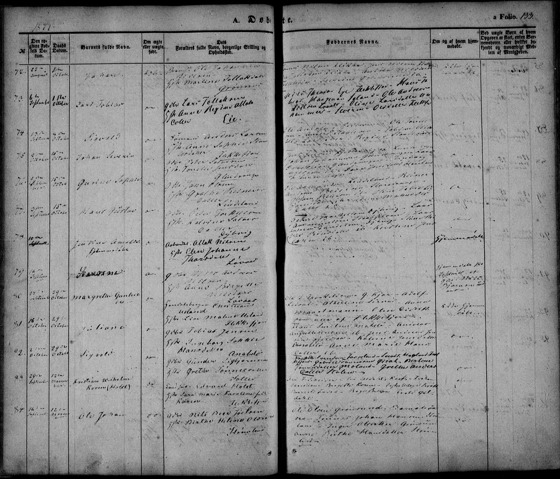 Flekkefjord sokneprestkontor, AV/SAK-1111-0012/F/Fa/Fac/L0005: Parish register (official) no. A 5, 1849-1875, p. 133