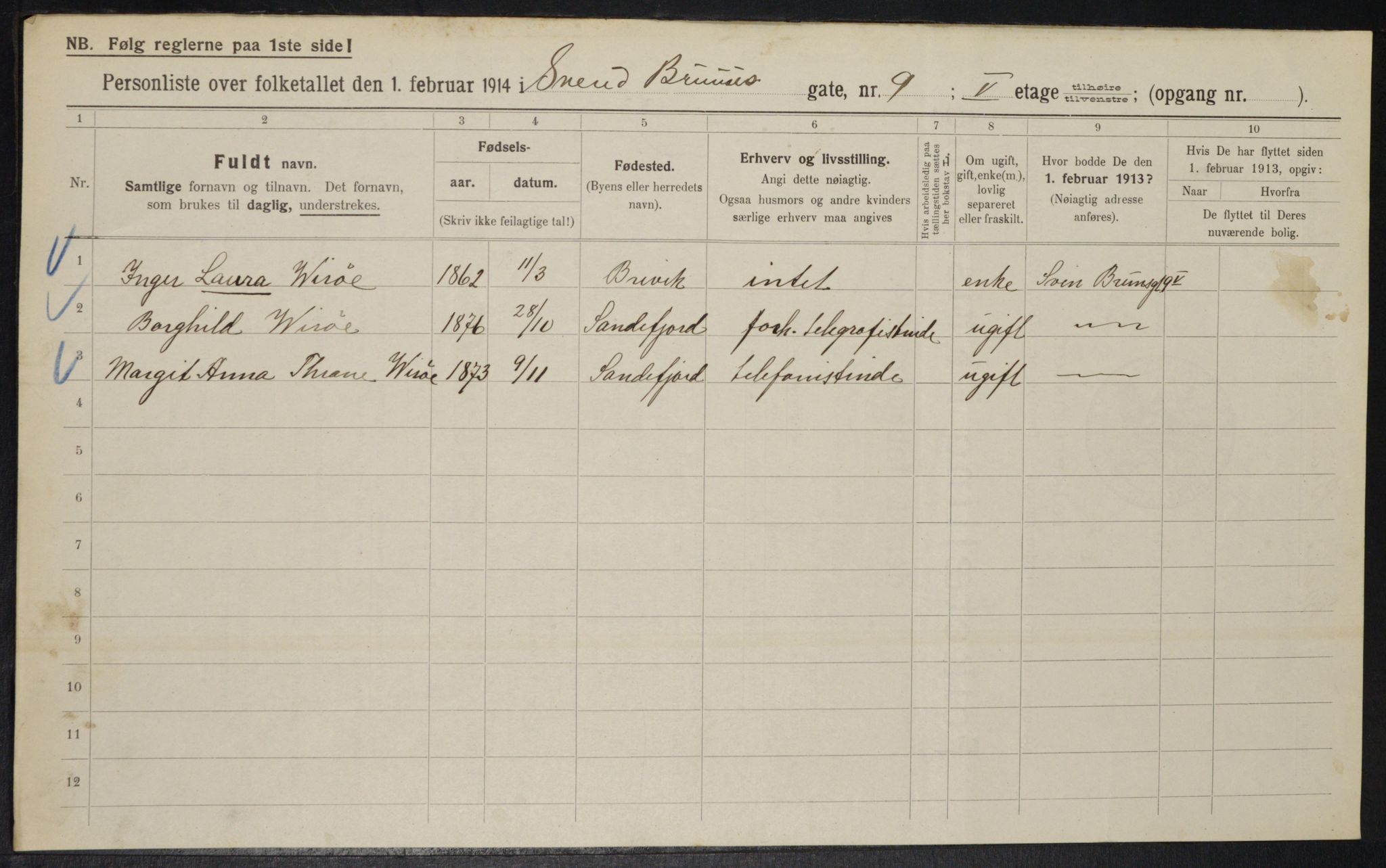 OBA, Municipal Census 1914 for Kristiania, 1914, p. 105534