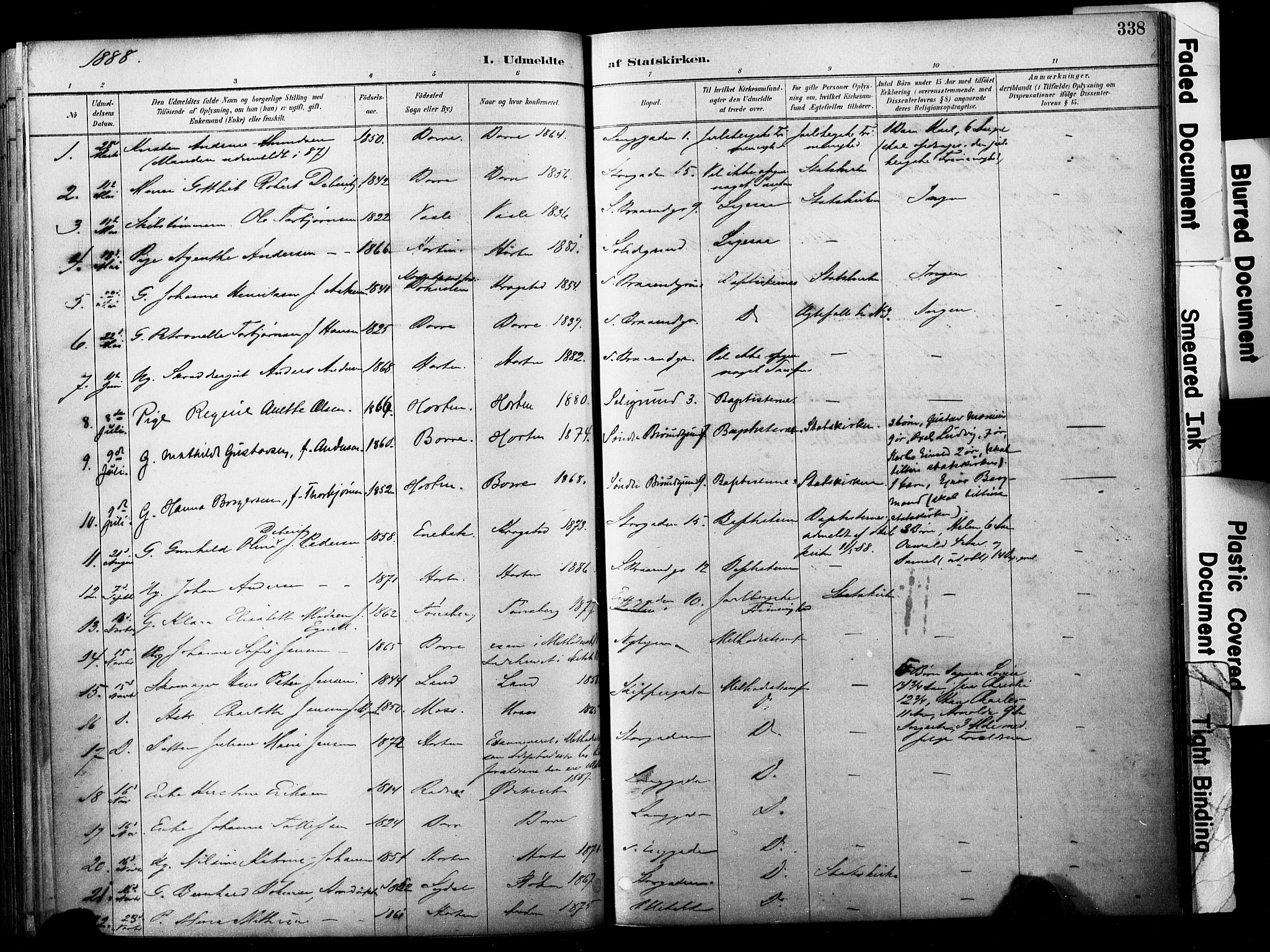 Horten kirkebøker, AV/SAKO-A-348/F/Fa/L0004: Parish register (official) no. 4, 1888-1895, p. 338