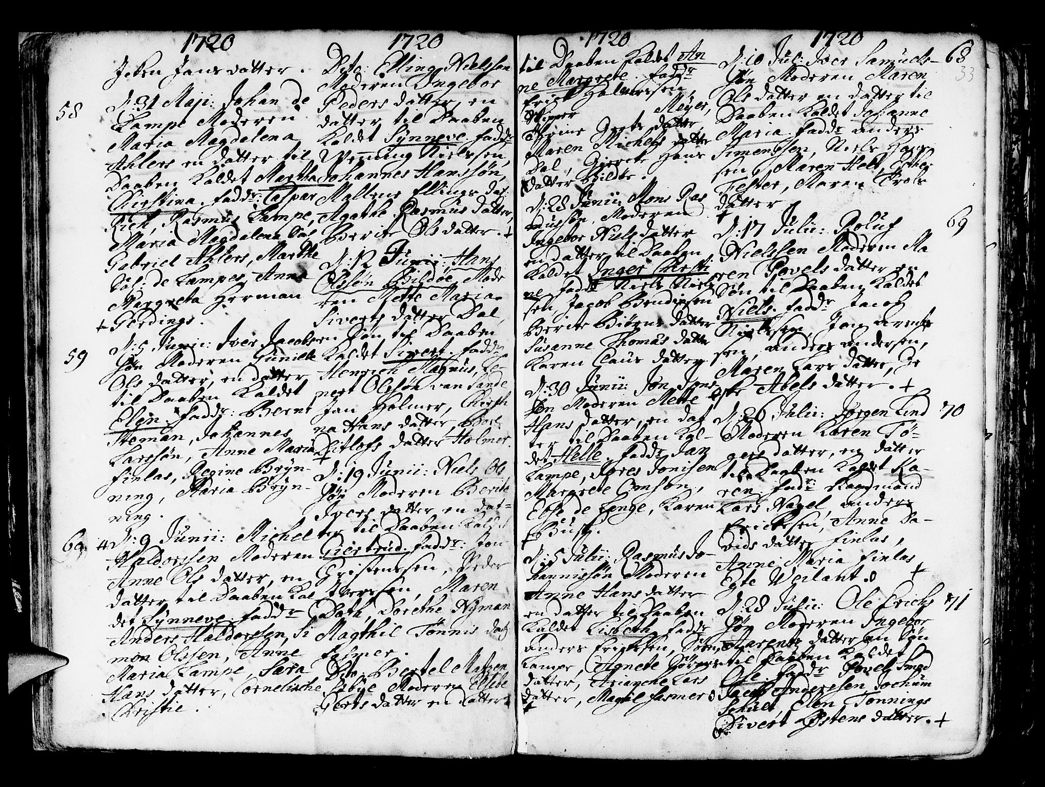 Nykirken Sokneprestembete, AV/SAB-A-77101/H/Haa/L0003: Parish register (official) no. A 3, 1717-1764, p. 33