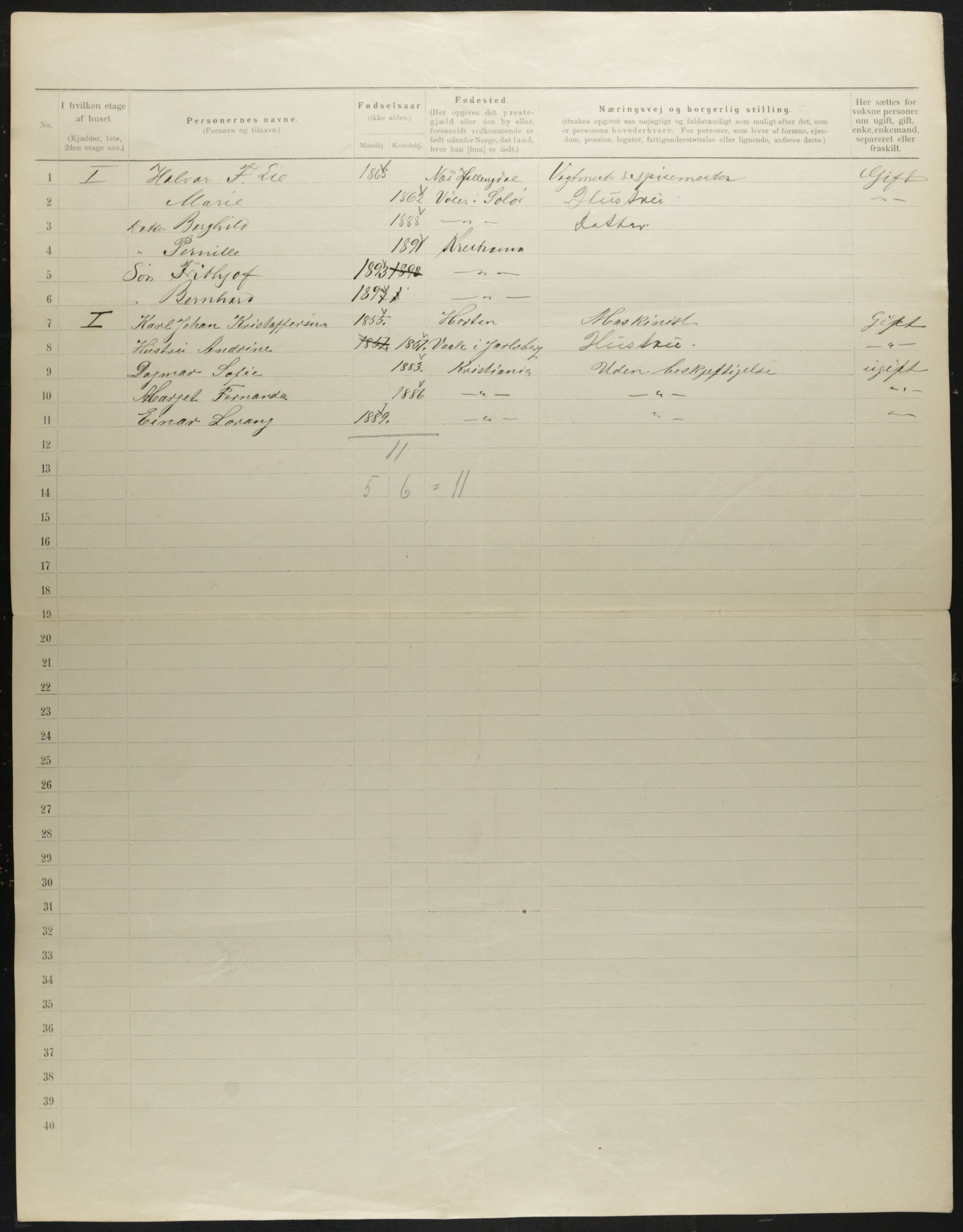 OBA, Municipal Census 1901 for Kristiania, 1901, p. 204