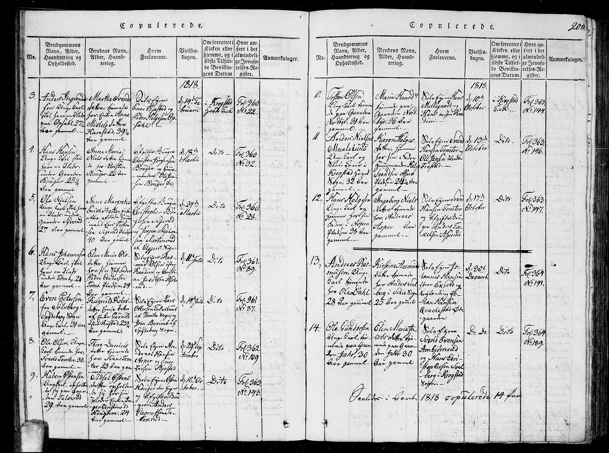 Kråkstad prestekontor Kirkebøker, AV/SAO-A-10125a/G/Ga/L0001: Parish register (copy) no. I 1, 1813-1824, p. 200