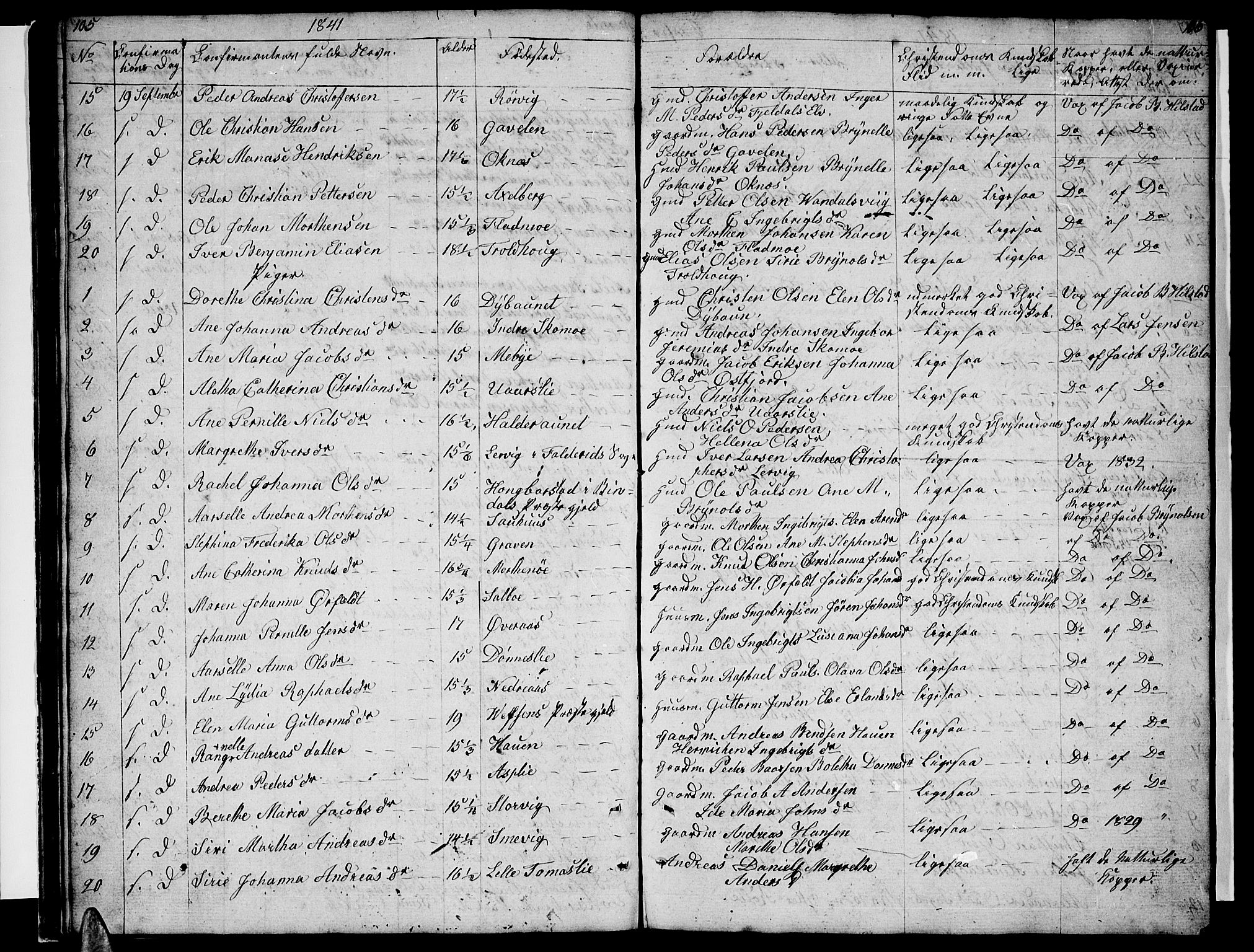Ministerialprotokoller, klokkerbøker og fødselsregistre - Nordland, SAT/A-1459/814/L0228: Parish register (copy) no. 814C01, 1838-1858, p. 105-106