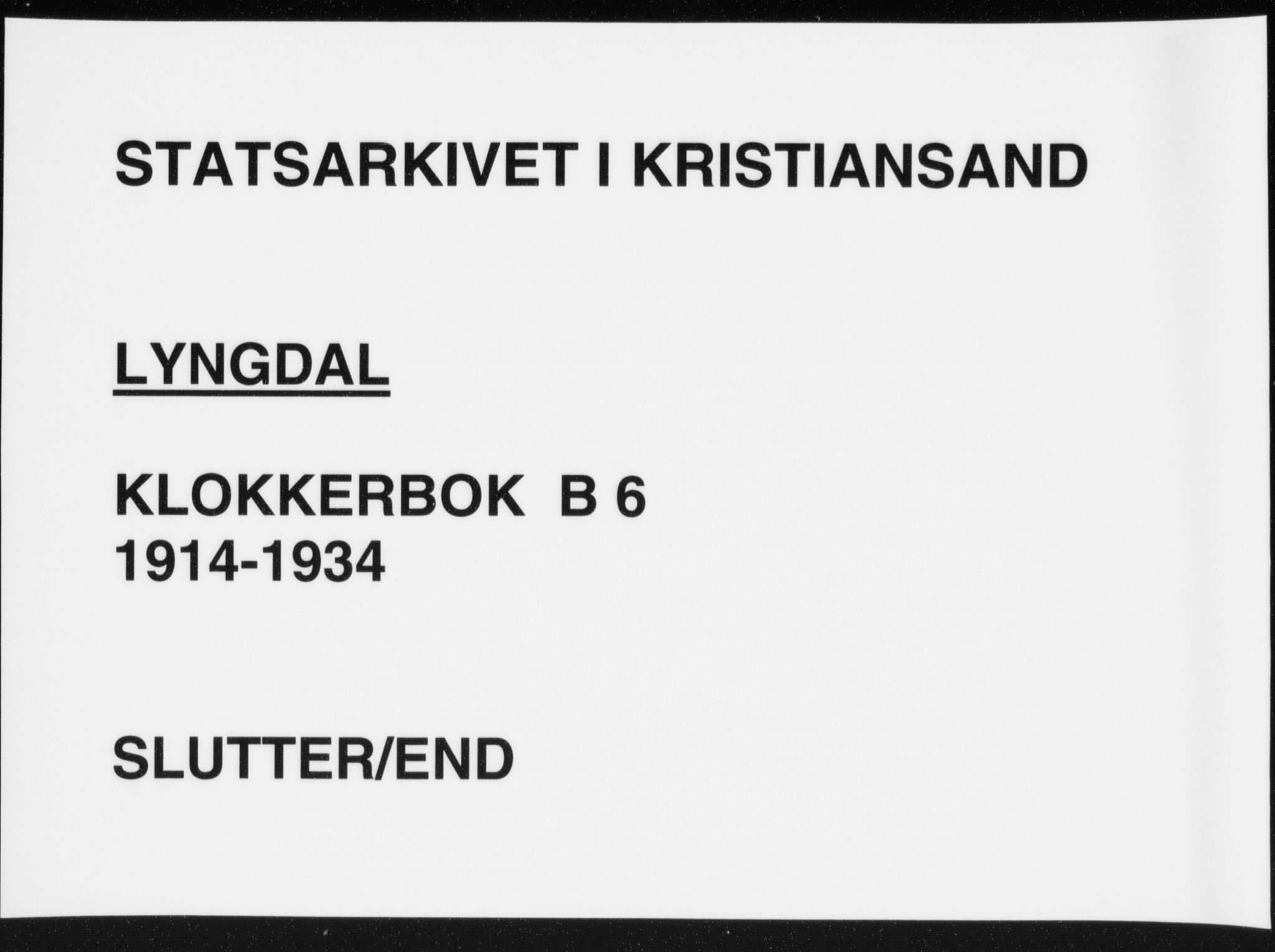 Lyngdal sokneprestkontor, AV/SAK-1111-0029/F/Fb/Fbc/L0006: Parish register (copy) no. B 6, 1914-1934