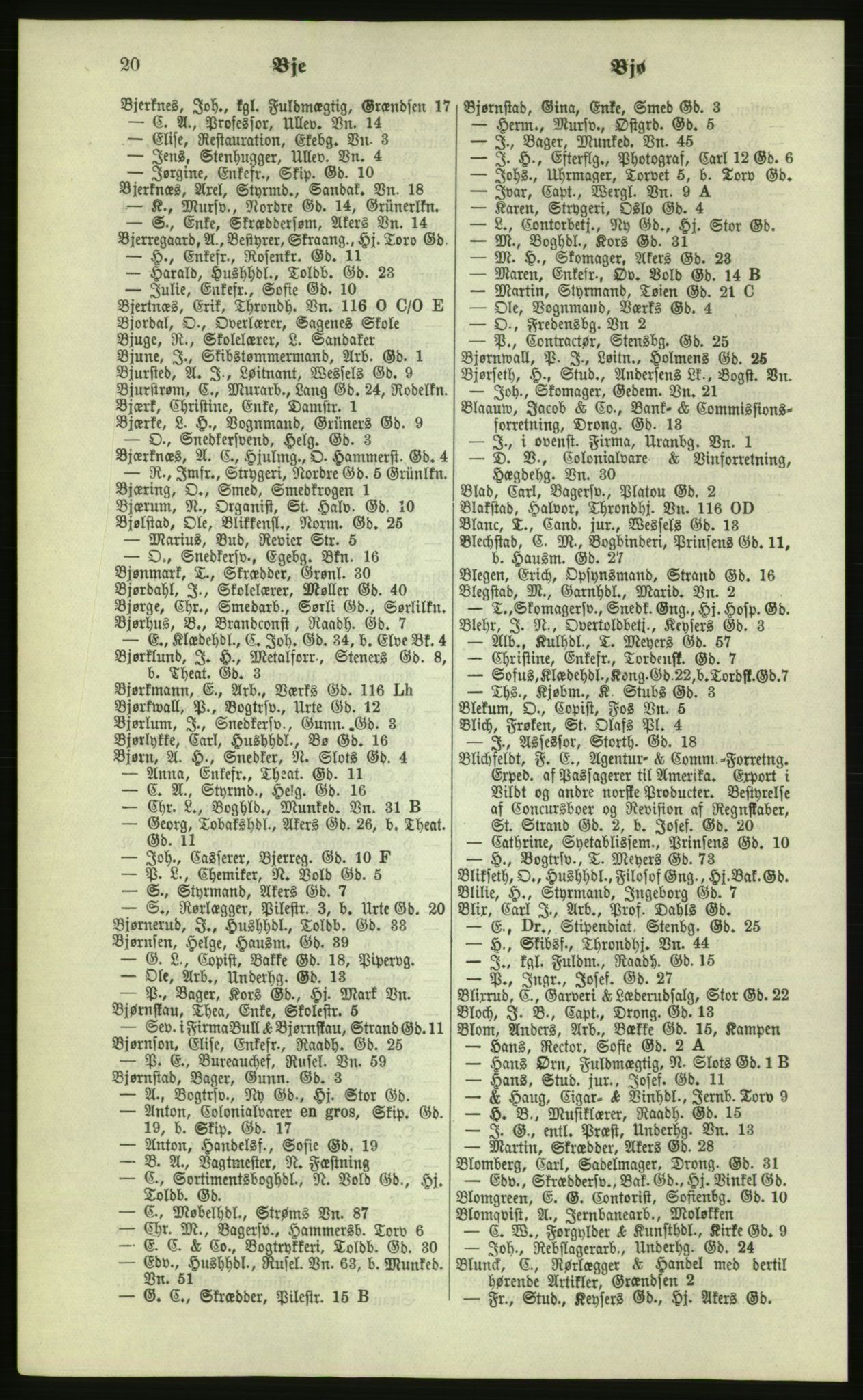 Kristiania/Oslo adressebok, PUBL/-, 1879, p. 20