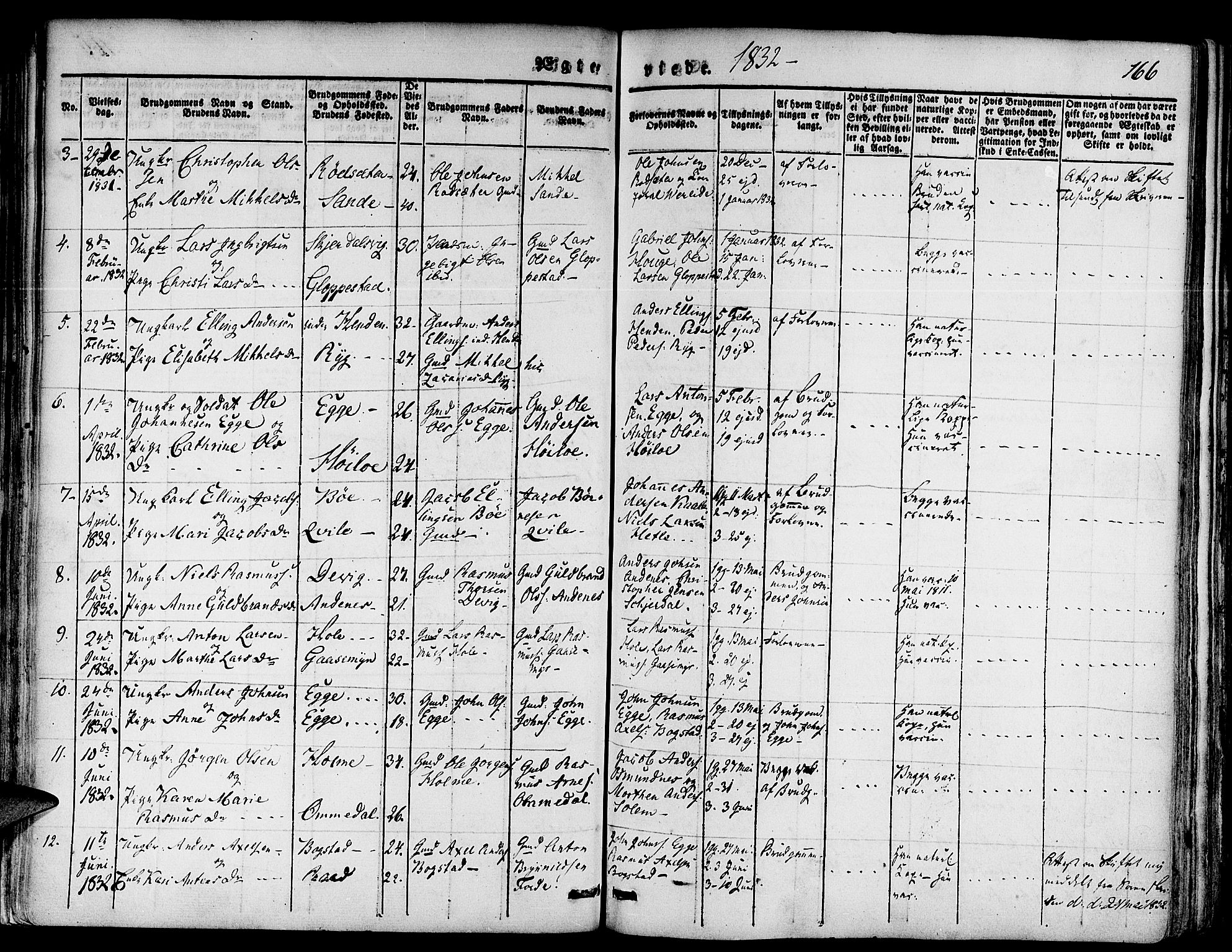 Gloppen sokneprestembete, SAB/A-80101/H/Haa/Haaa/L0007: Parish register (official) no. A 7, 1827-1837, p. 166