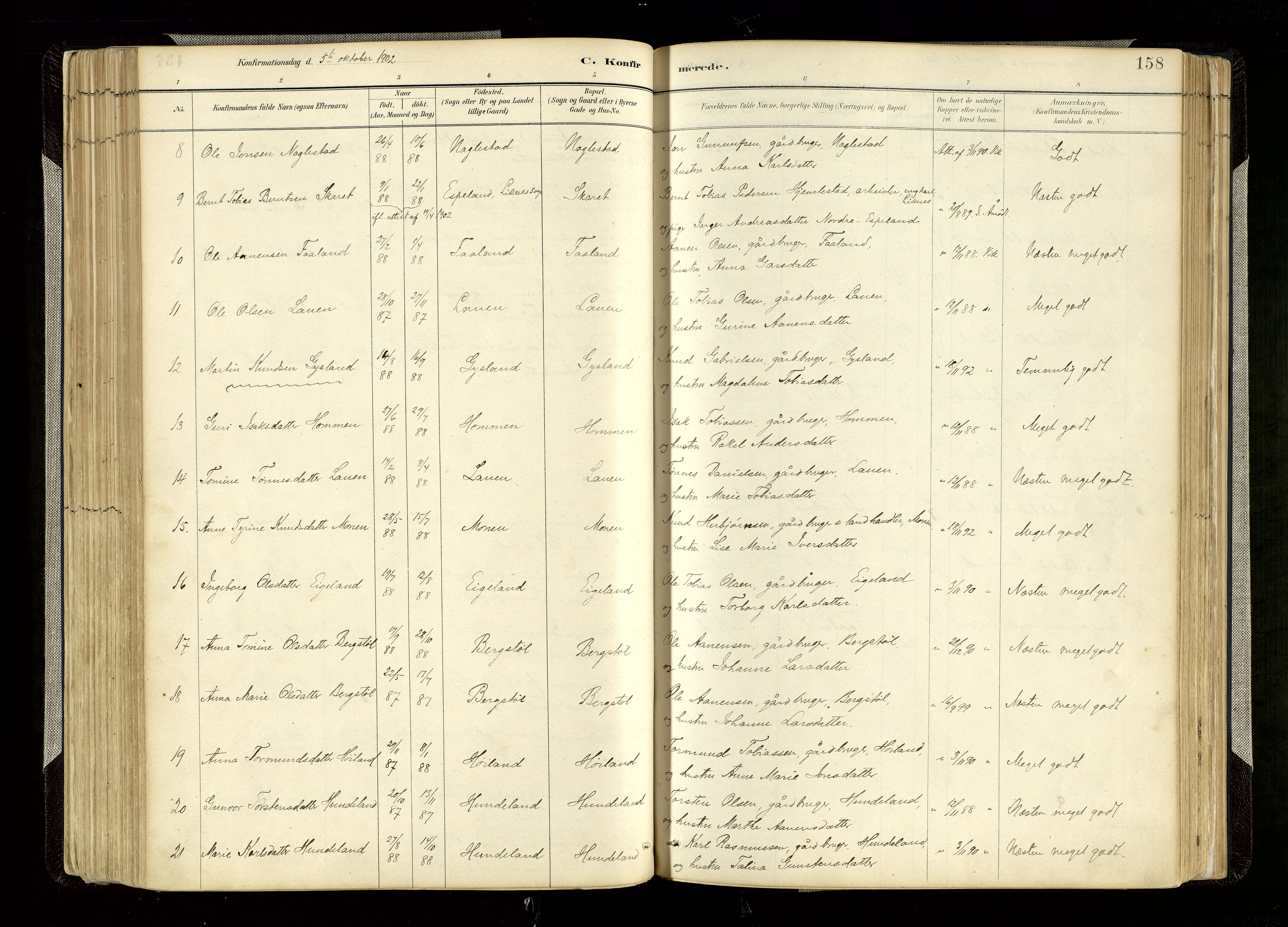 Hægebostad sokneprestkontor, SAK/1111-0024/F/Fa/Faa/L0006: Parish register (official) no. A 6, 1887-1929, p. 158