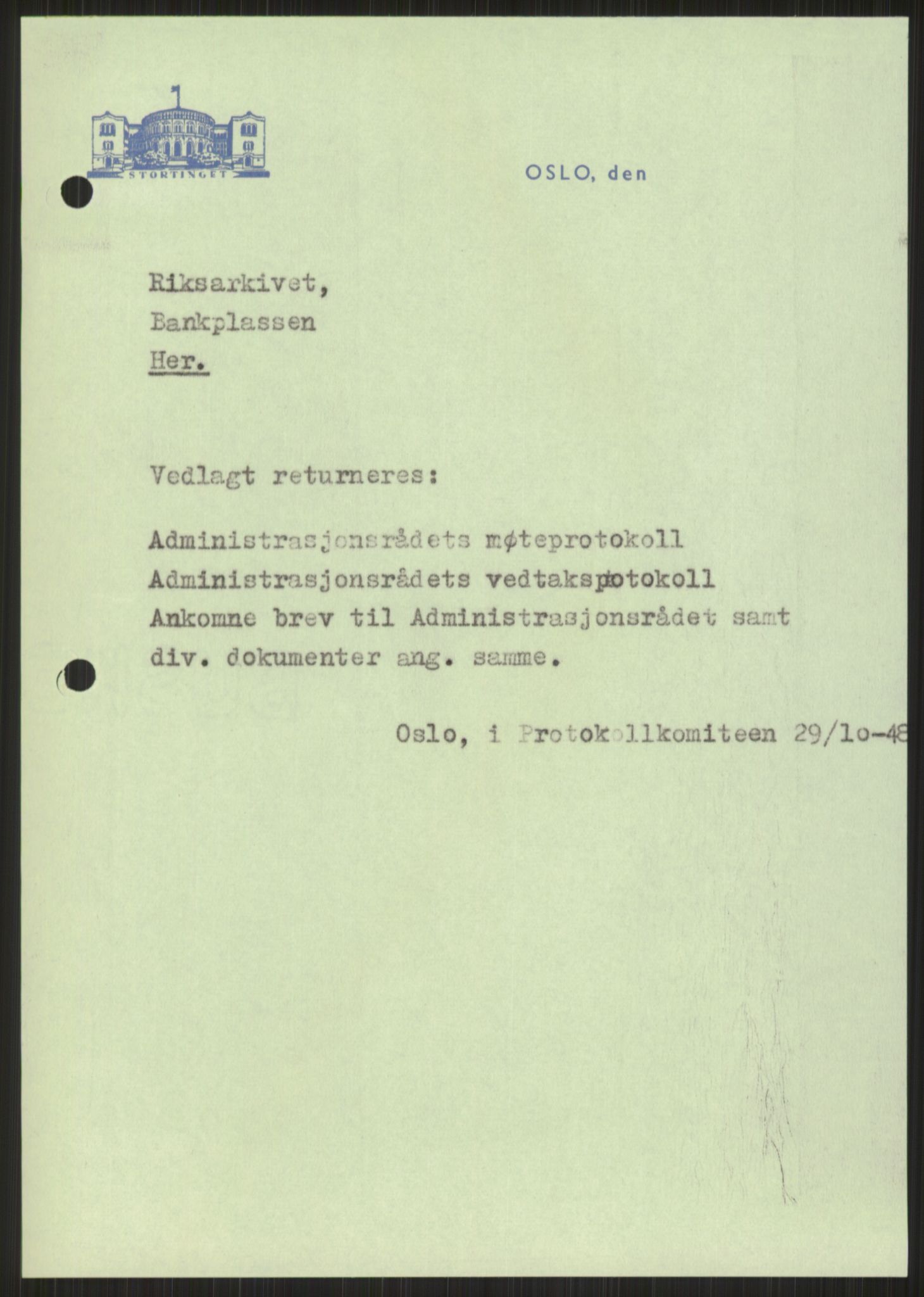 Undersøkelseskommisjonen av 1945, AV/RA-S-1566/D/Db/L0023: Regjeringskonferanse - Riksrådsforhandlingene, 1945-1947, p. 251