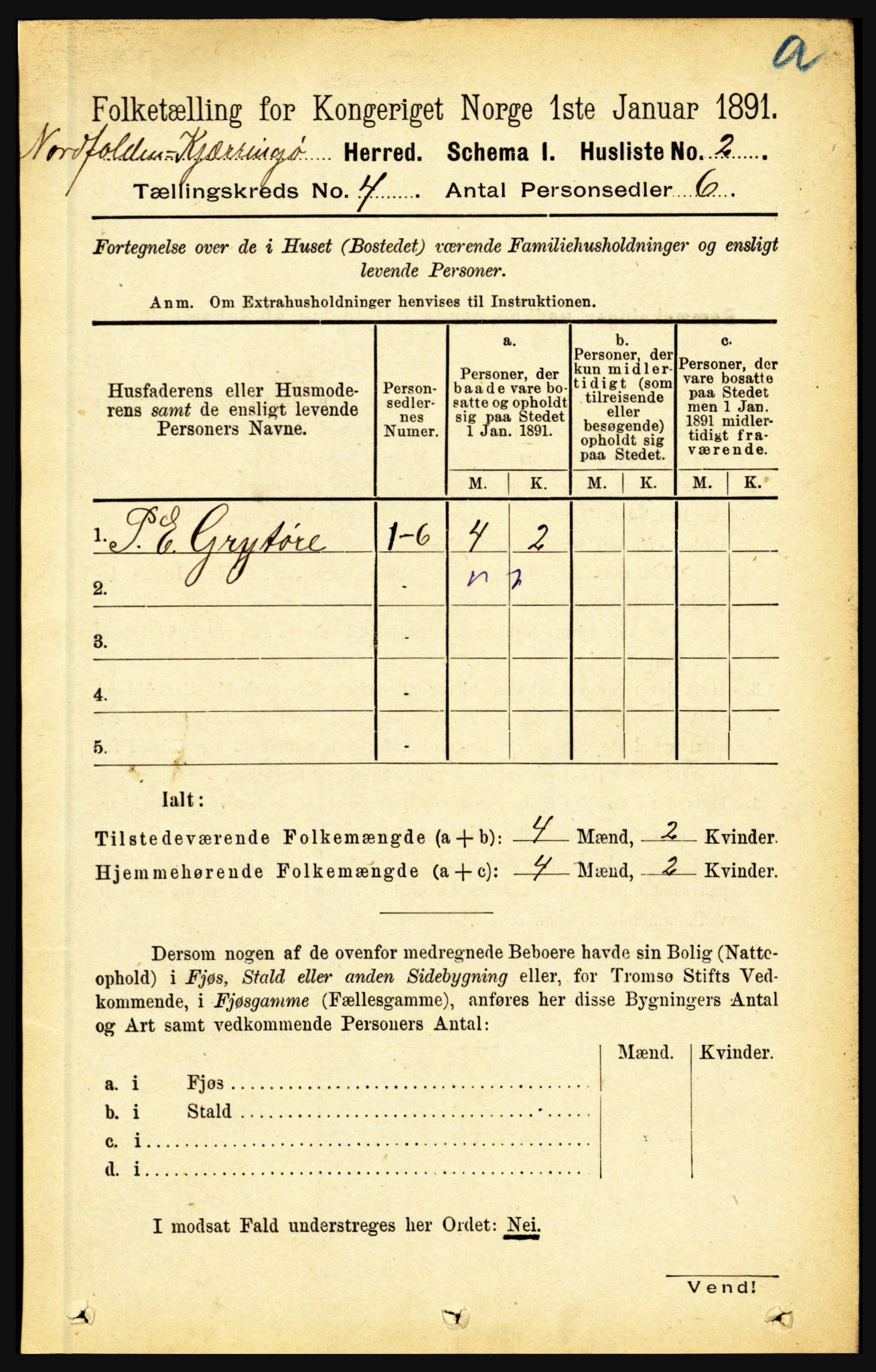 RA, 1891 census for 1846 Nordfold-Kjerringøy, 1891, p. 901