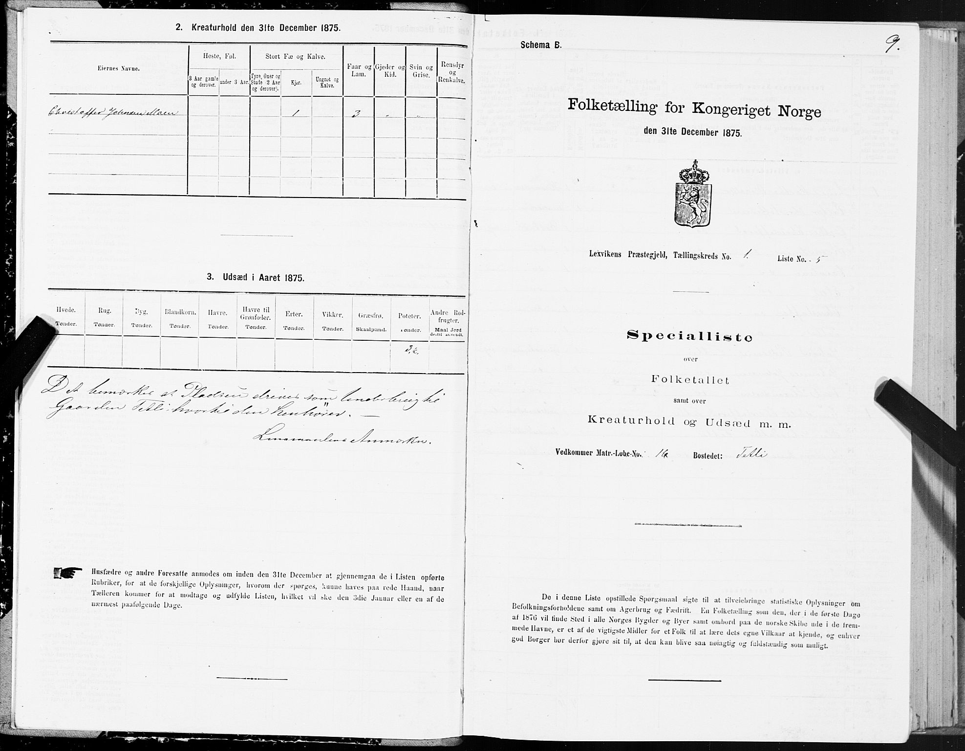 SAT, 1875 census for 1718P Leksvik, 1875, p. 1009