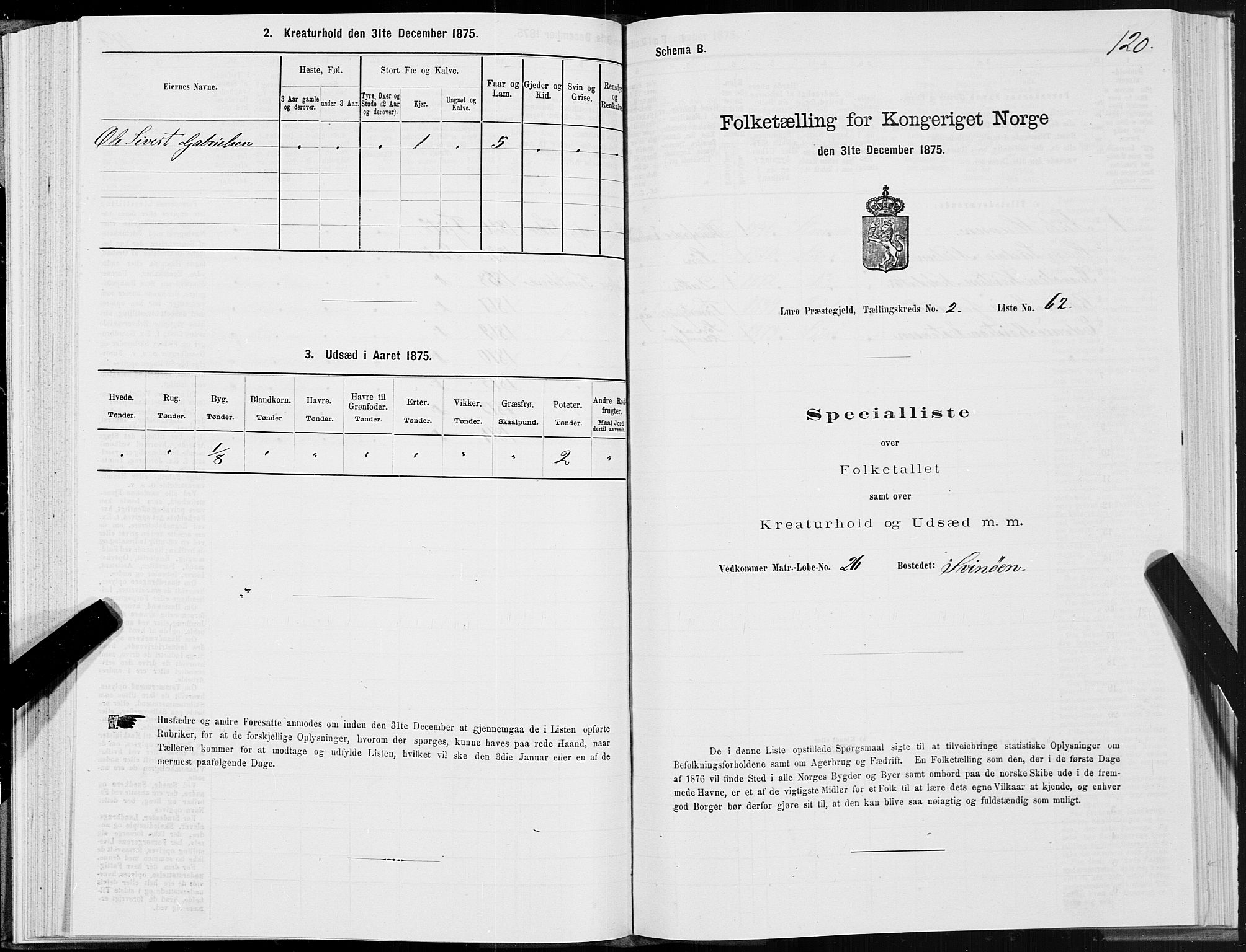 SAT, 1875 census for 1834P Lurøy, 1875, p. 2120