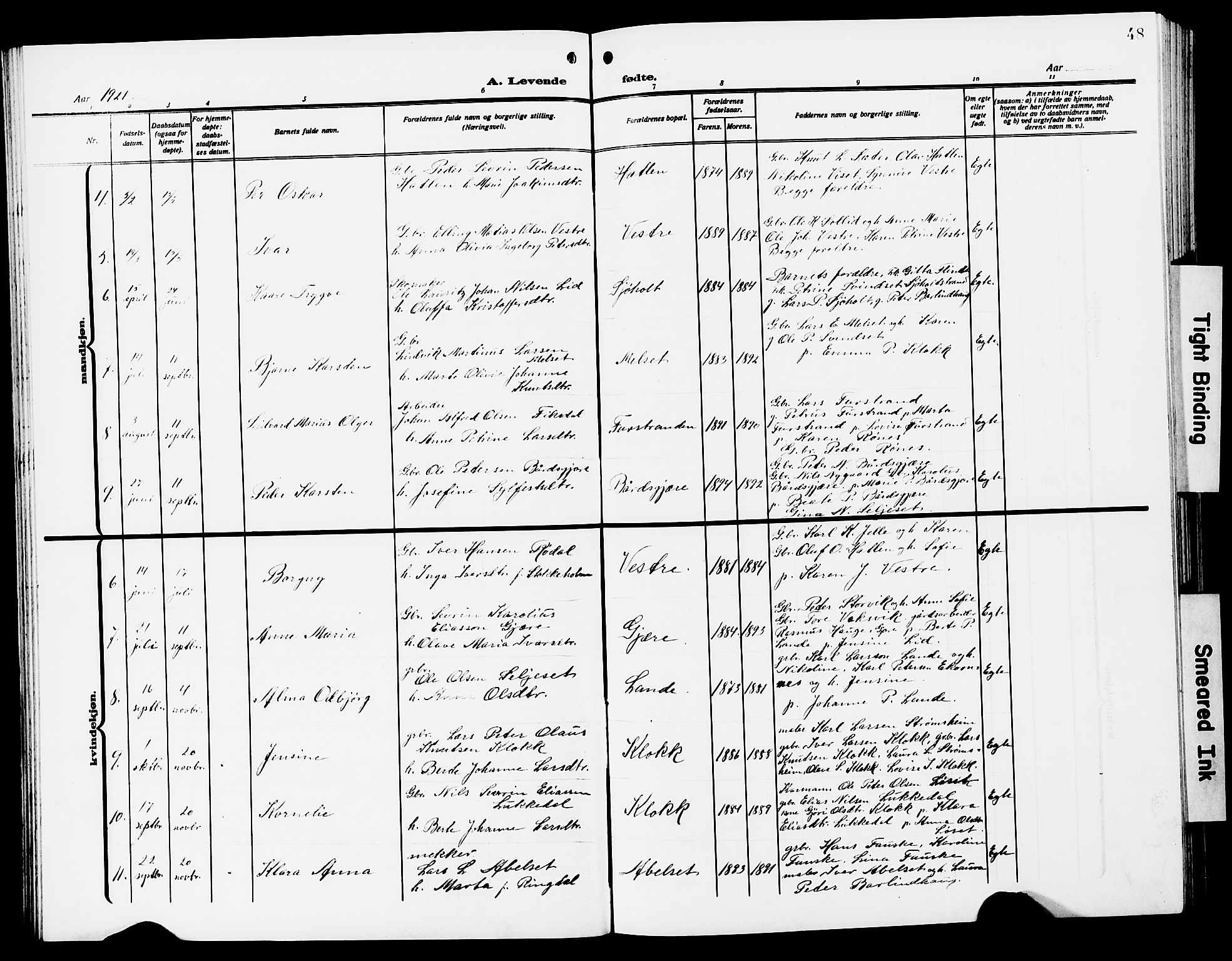 Ministerialprotokoller, klokkerbøker og fødselsregistre - Møre og Romsdal, AV/SAT-A-1454/522/L0328: Parish register (copy) no. 522C07, 1909-1925, p. 48