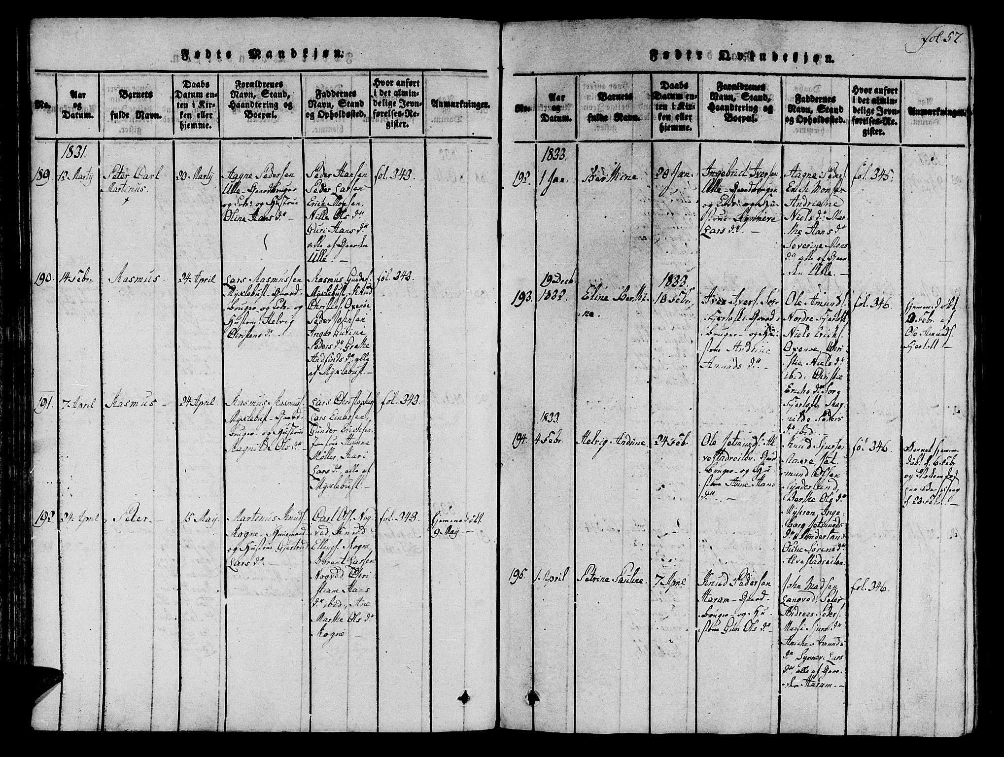 Ministerialprotokoller, klokkerbøker og fødselsregistre - Møre og Romsdal, SAT/A-1454/536/L0495: Parish register (official) no. 536A04, 1818-1847, p. 57