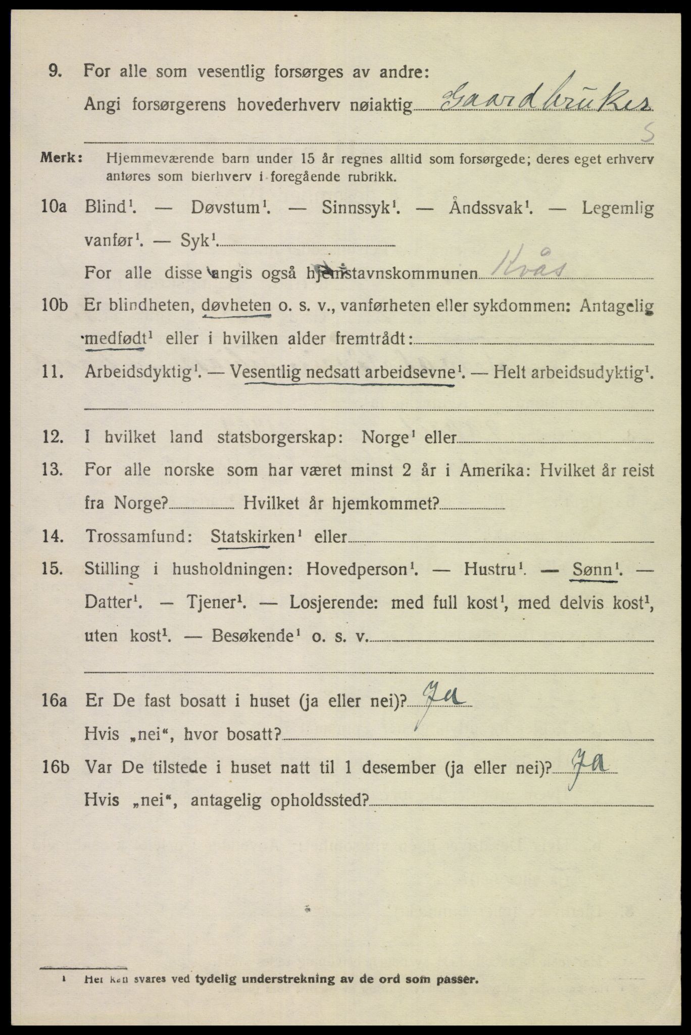 SAK, 1920 census for Kvås, 1920, p. 1179