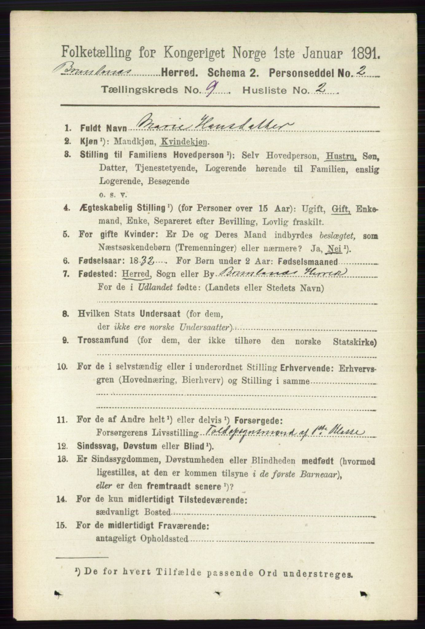 RA, 1891 census for 0726 Brunlanes, 1891, p. 4139