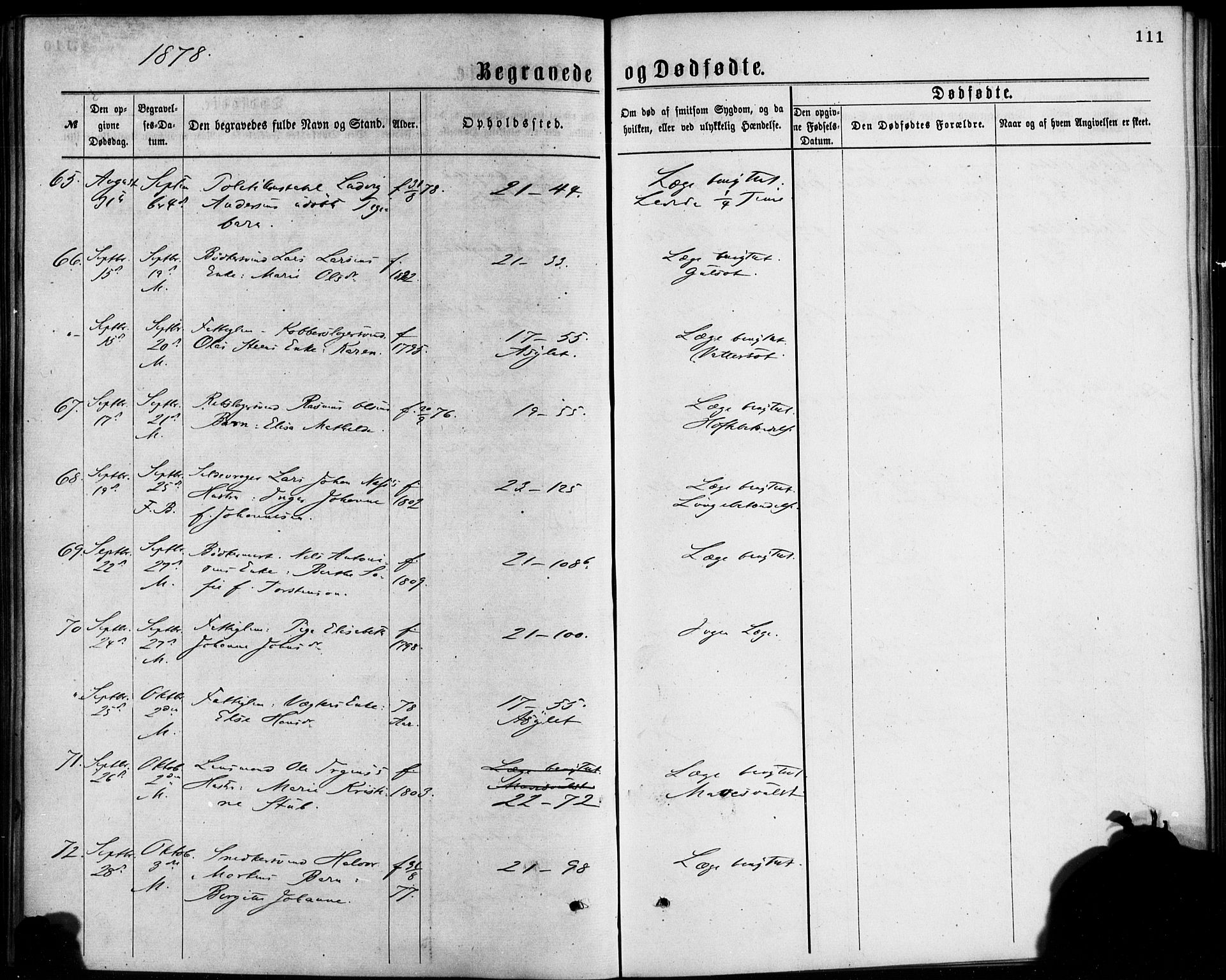 Korskirken sokneprestembete, SAB/A-76101/H/Haa/L0046: Parish register (official) no. E 4, 1875-1883, p. 111