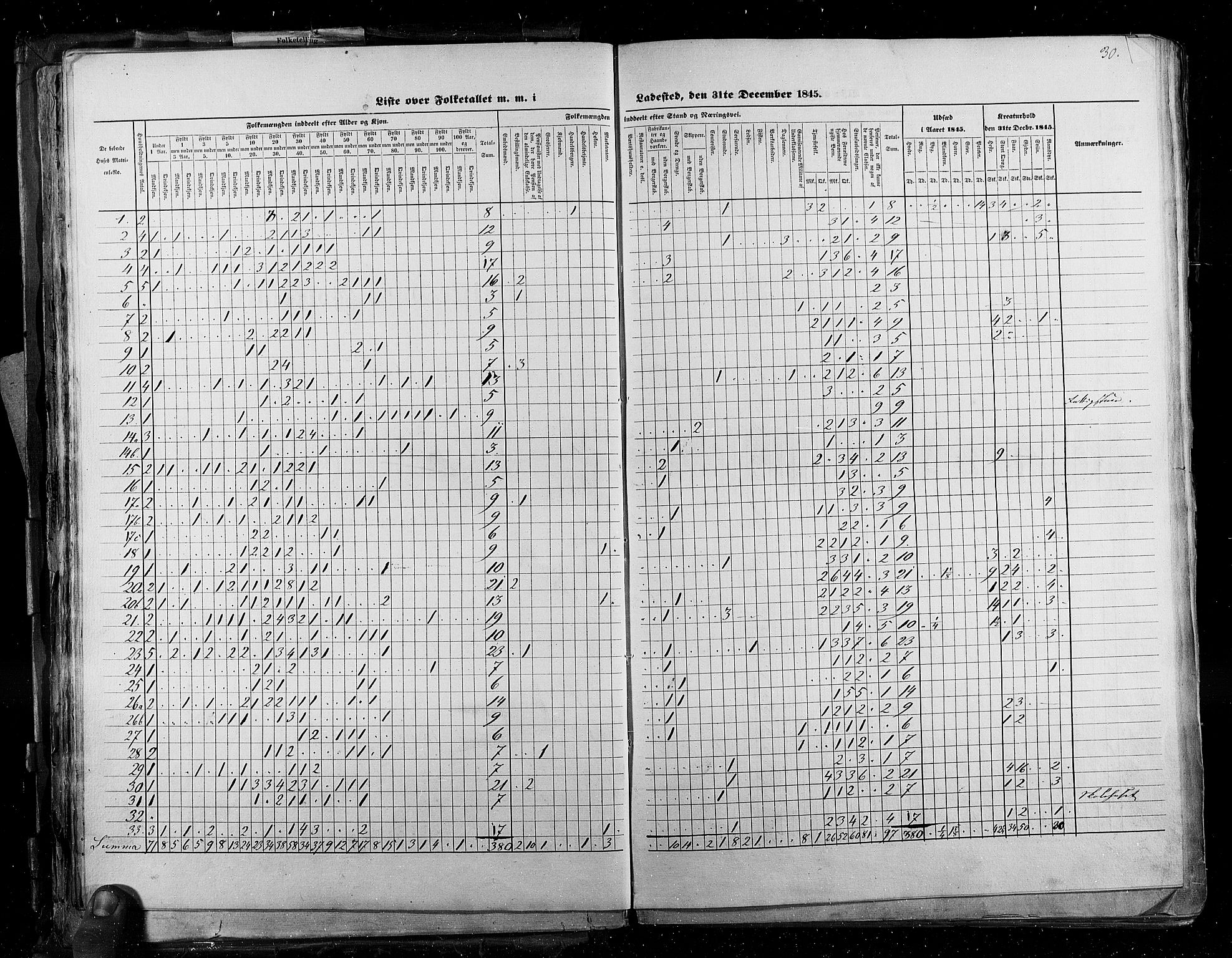 RA, Census 1845, vol. 2: Smålenenes amt og Akershus amt, 1845, p. 30