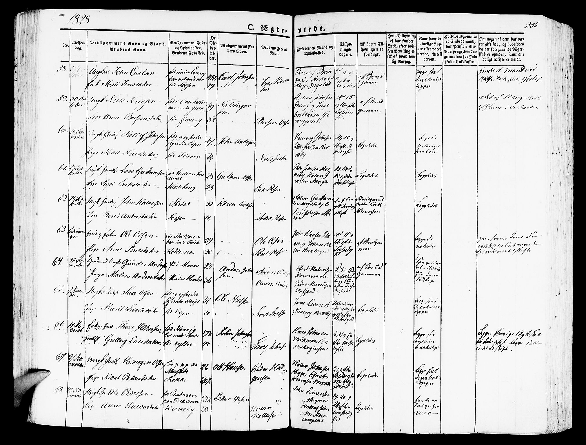 Ministerialprotokoller, klokkerbøker og fødselsregistre - Nord-Trøndelag, SAT/A-1458/709/L0070: Parish register (official) no. 709A10, 1820-1832, p. 356
