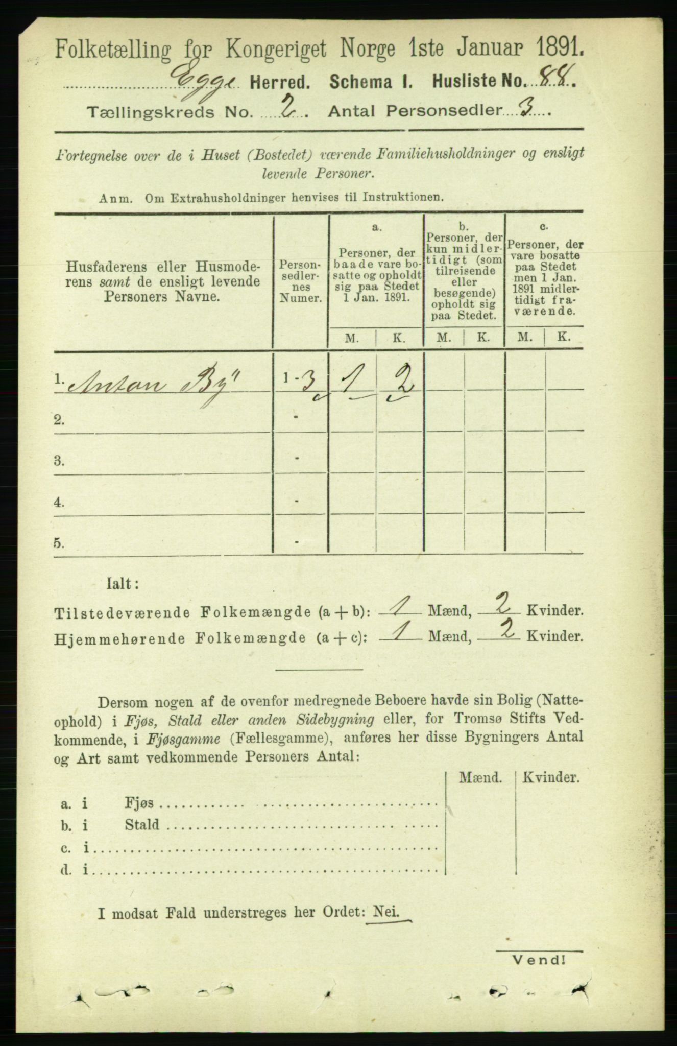 RA, 1891 census for 1733 Egge, 1891, p. 493