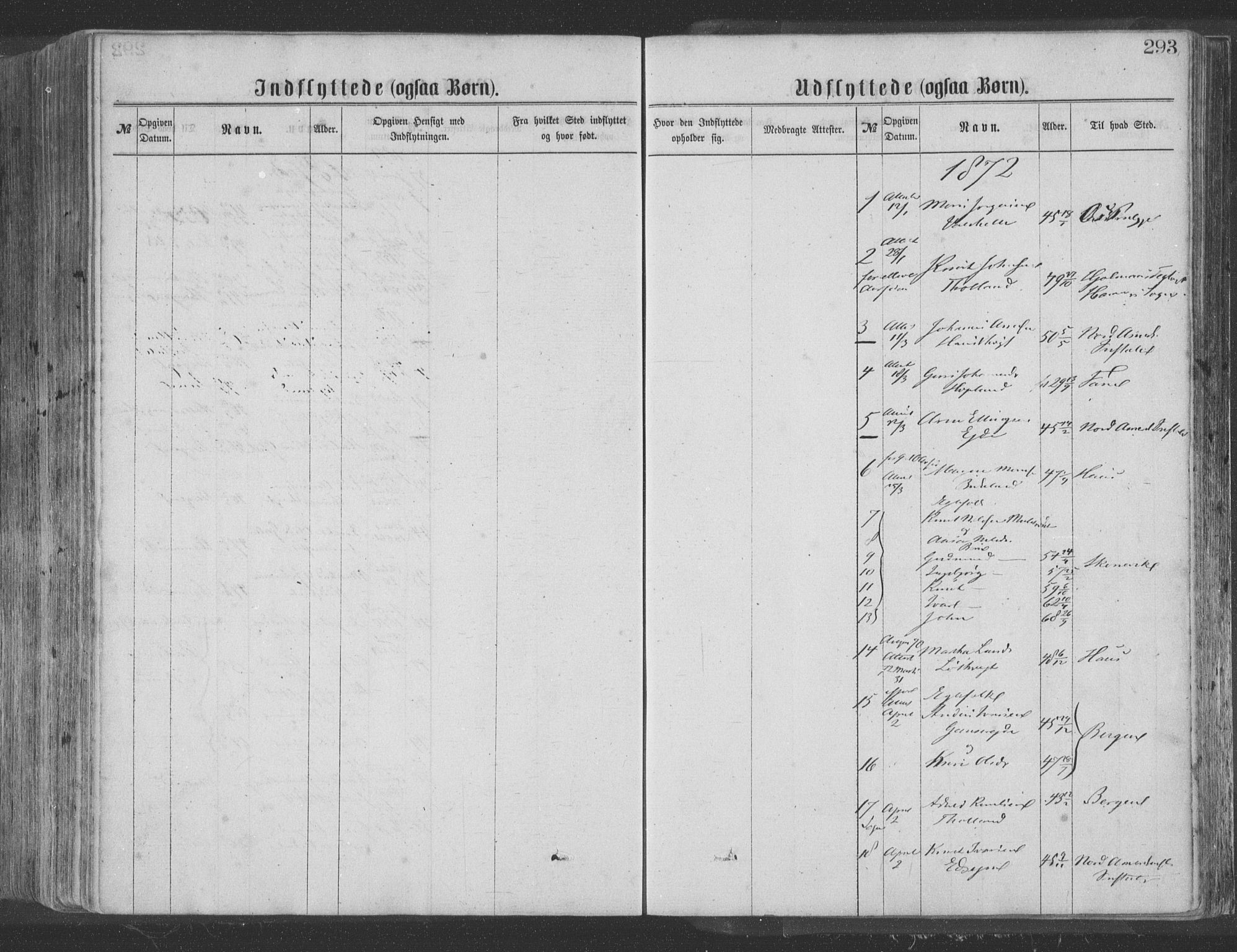 Hosanger sokneprestembete, SAB/A-75801/H/Haa: Parish register (official) no. A 9, 1864-1876, p. 293