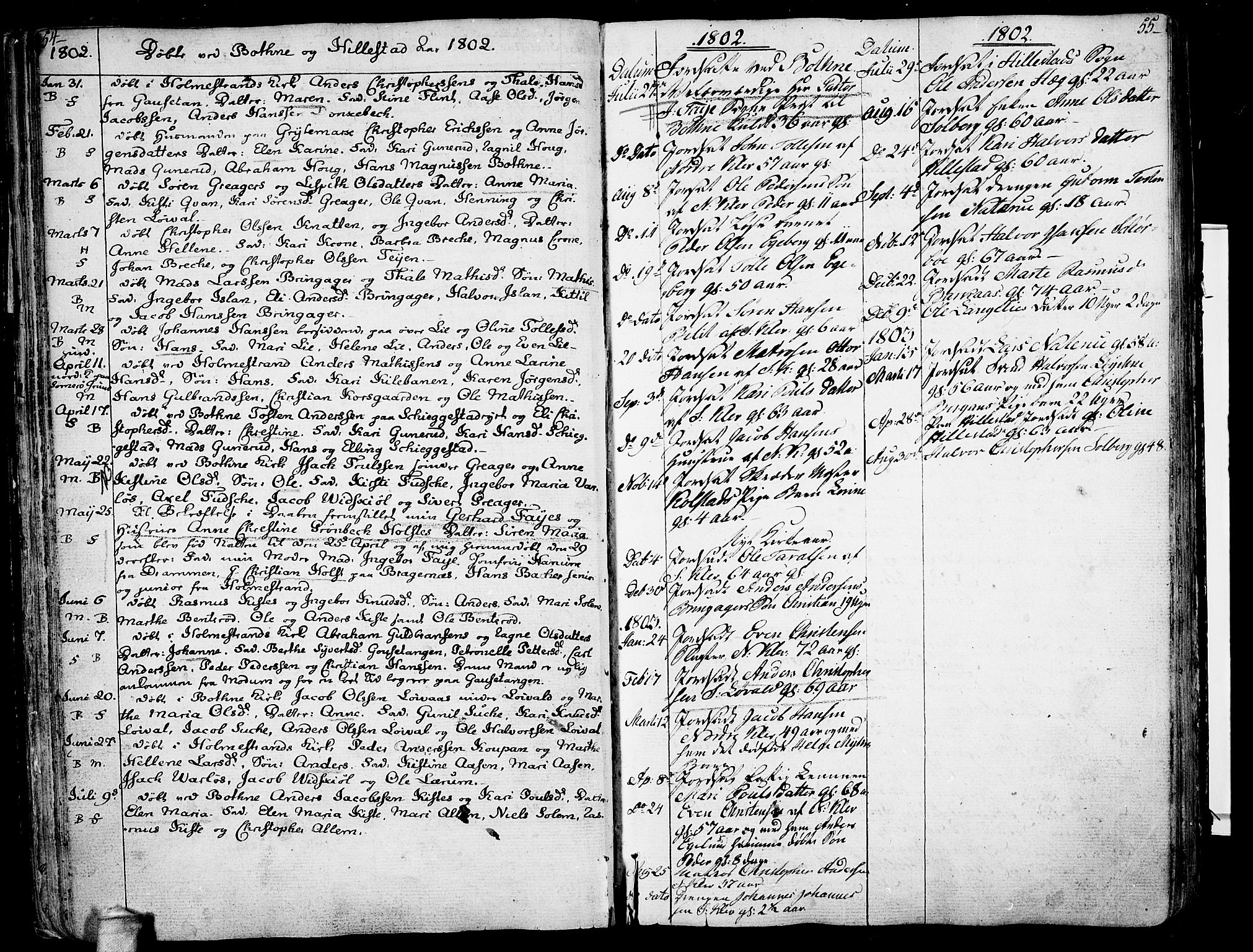 Botne kirkebøker, SAKO/A-340/F/Fa/L0003: Parish register (official) no. I 3 /1, 1792-1844, p. 54-55