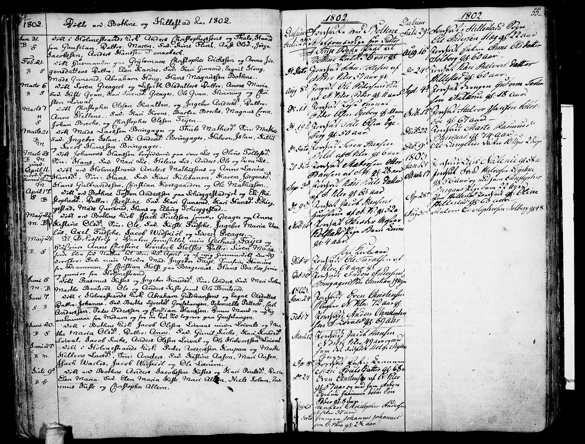 Botne kirkebøker, AV/SAKO-A-340/F/Fa/L0003: Parish register (official) no. I 3 /1, 1792-1844, p. 54-55