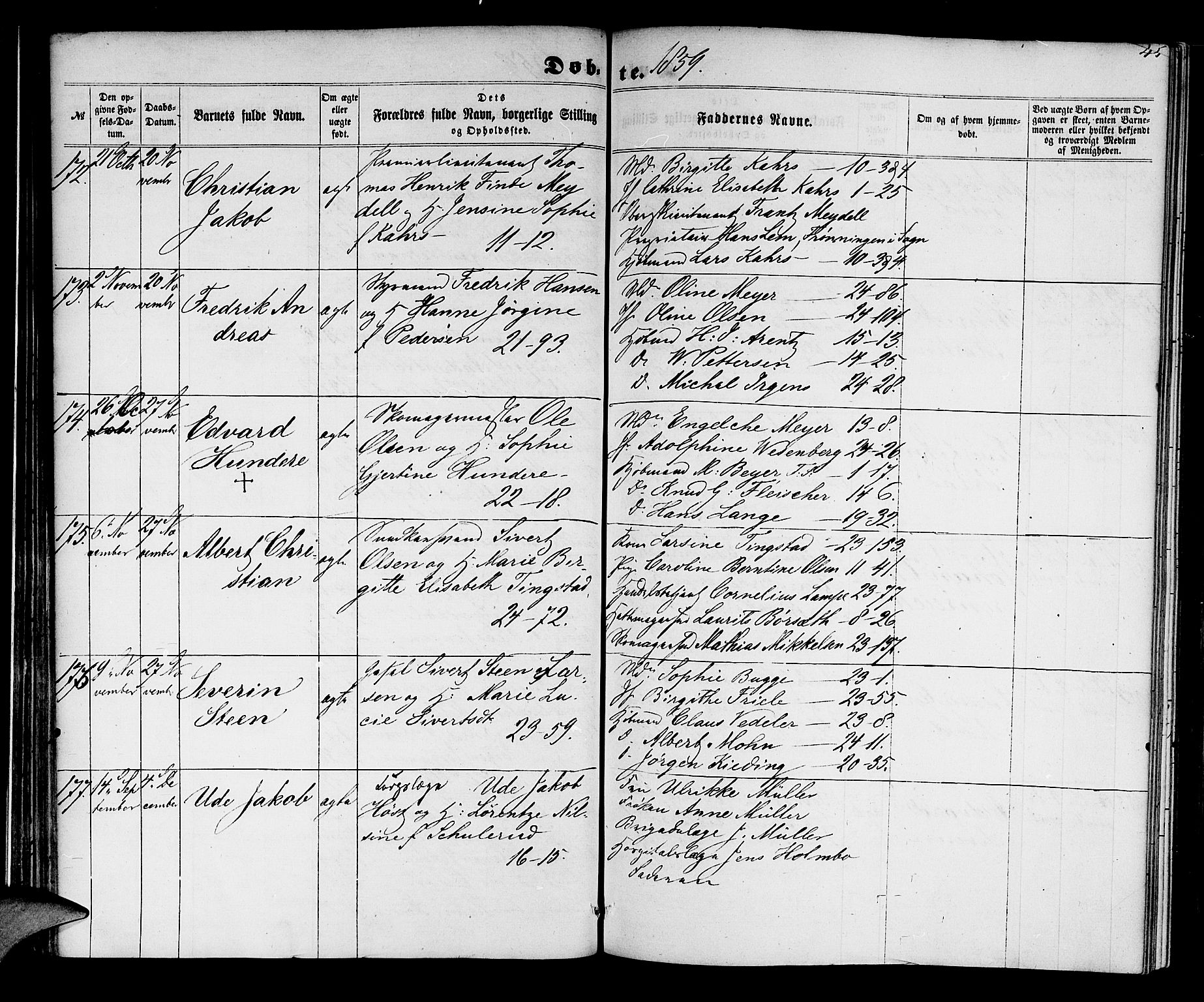 Korskirken sokneprestembete, AV/SAB-A-76101/H/Hab: Parish register (copy) no. B 4, 1858-1863, p. 44
